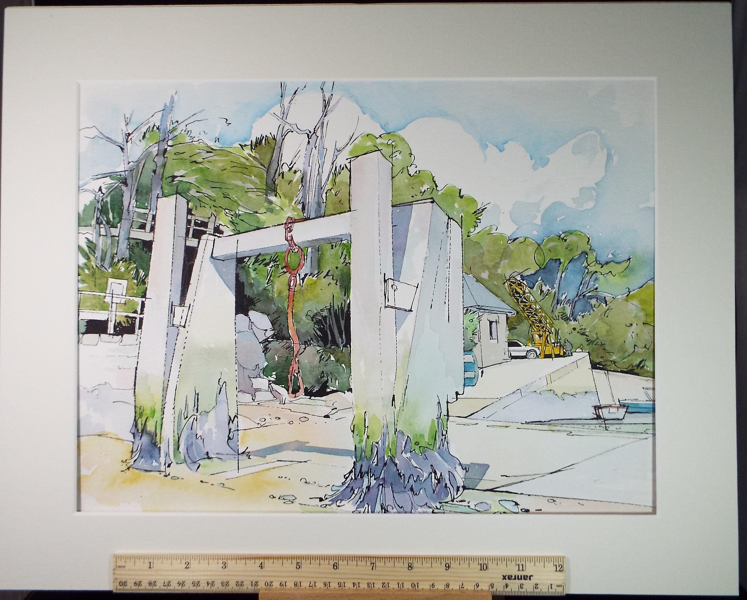 Original Watercolour drawing, 'Belon, Nr. Port Aven', John Hambleton Holdcroft (1926-2014), Circa 1970's