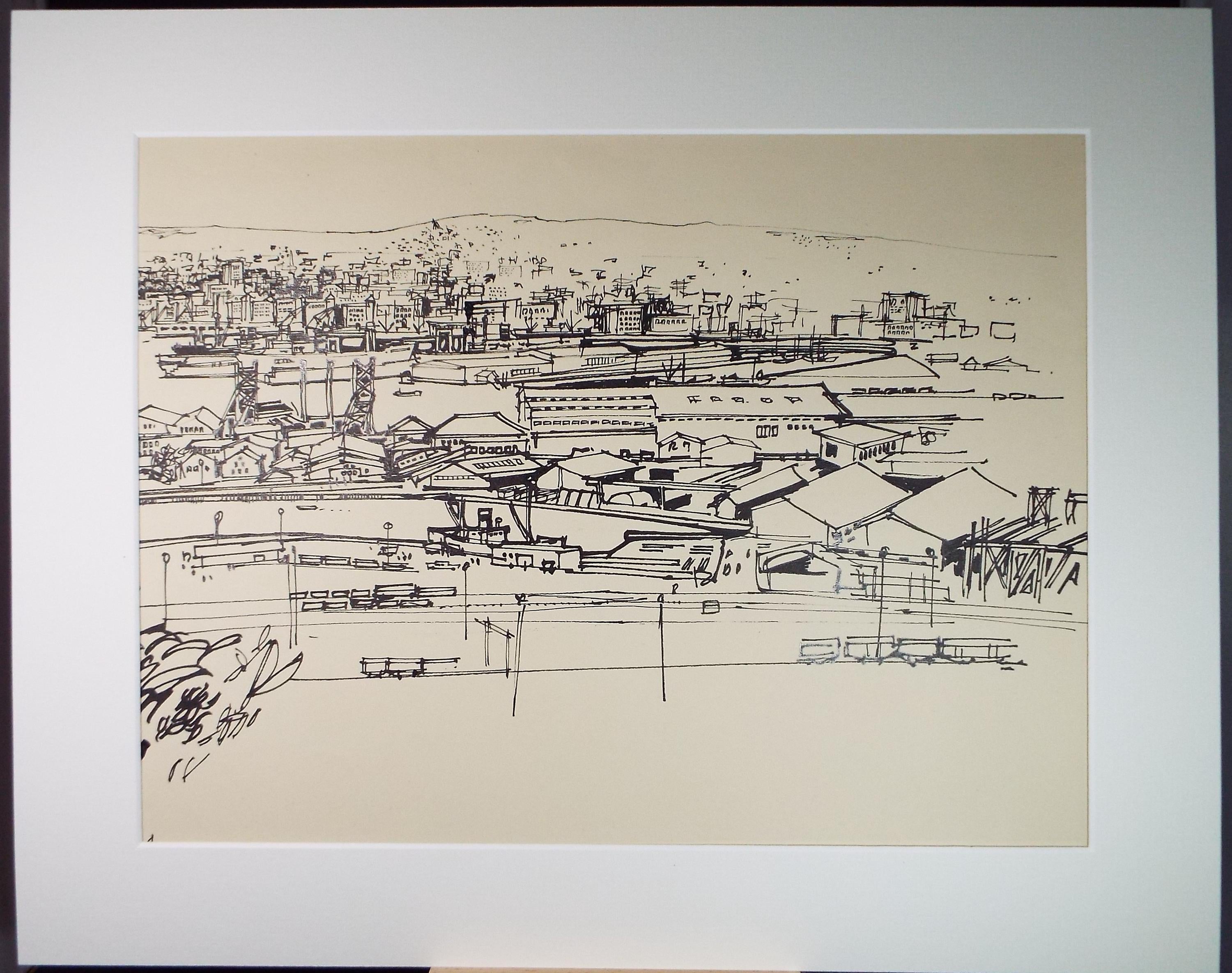 Original Ink drawing , 'Oslo', John Hambleton Holdcroft (1926-2014), 1960