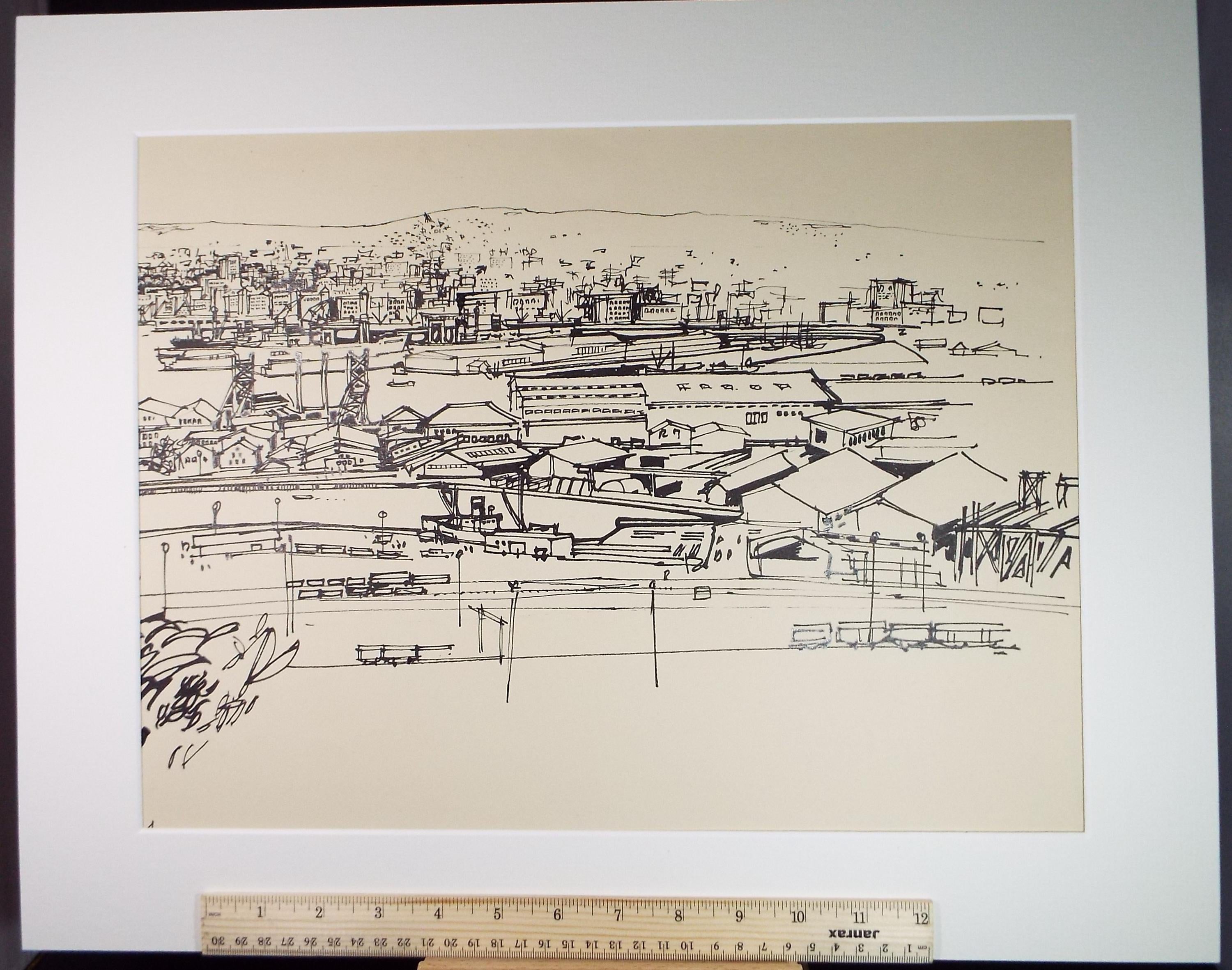 Original Ink drawing , 'Oslo', John Hambleton Holdcroft (1926-2014), 1960