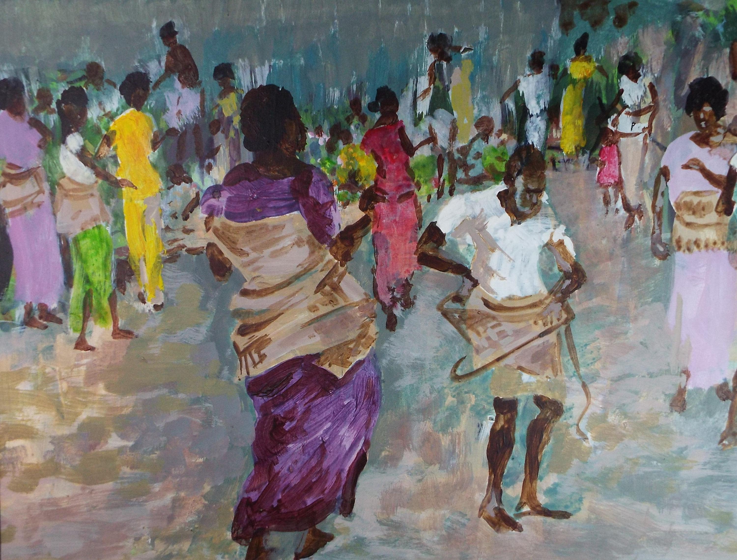 Original Watercolour & Gouache, 'Market Day',c1950's, Ivy T. Attwell (20th Century, British)