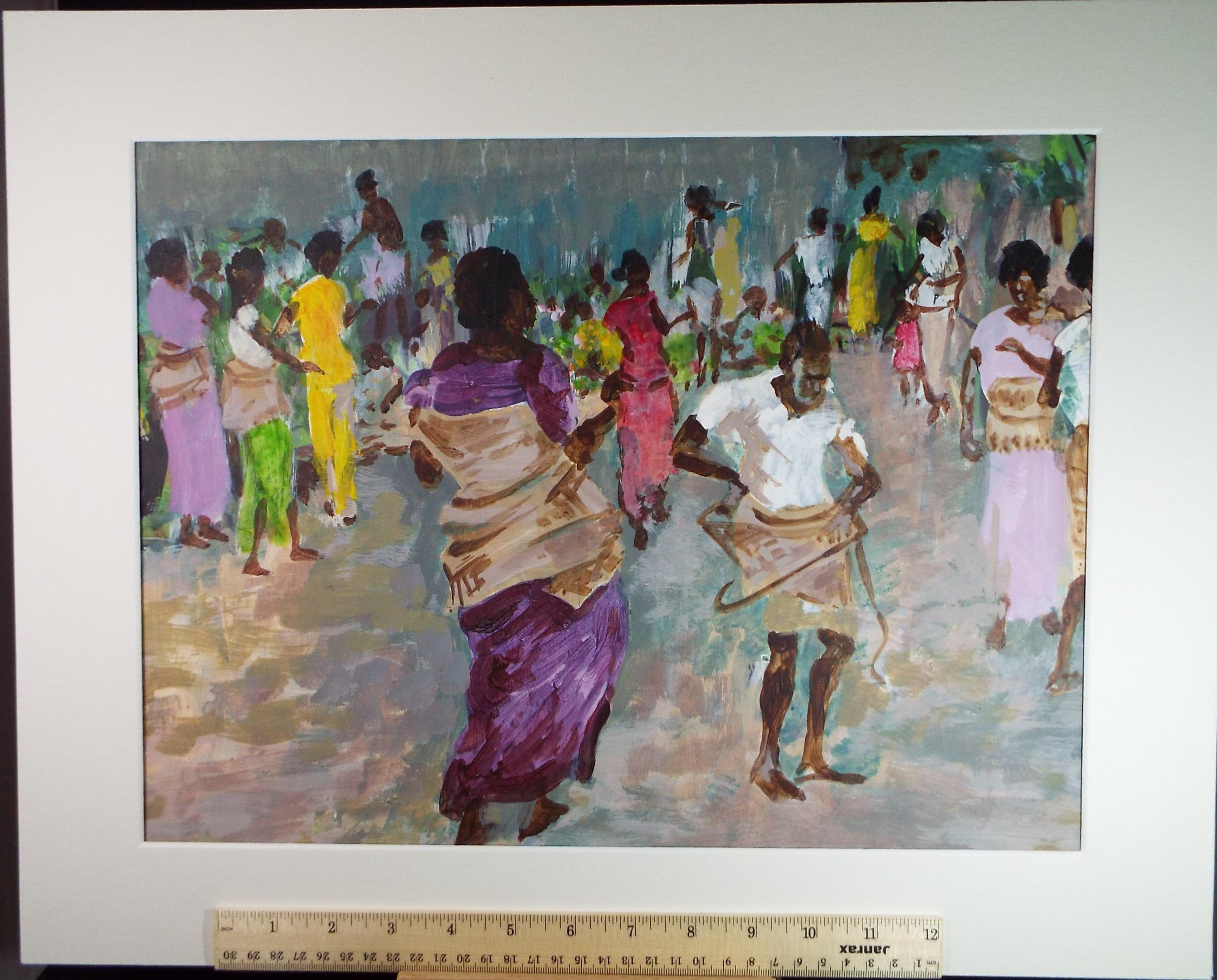 Original Watercolour & Gouache, 'Market Day',c1950's, Ivy T. Attwell (20th Century, British)