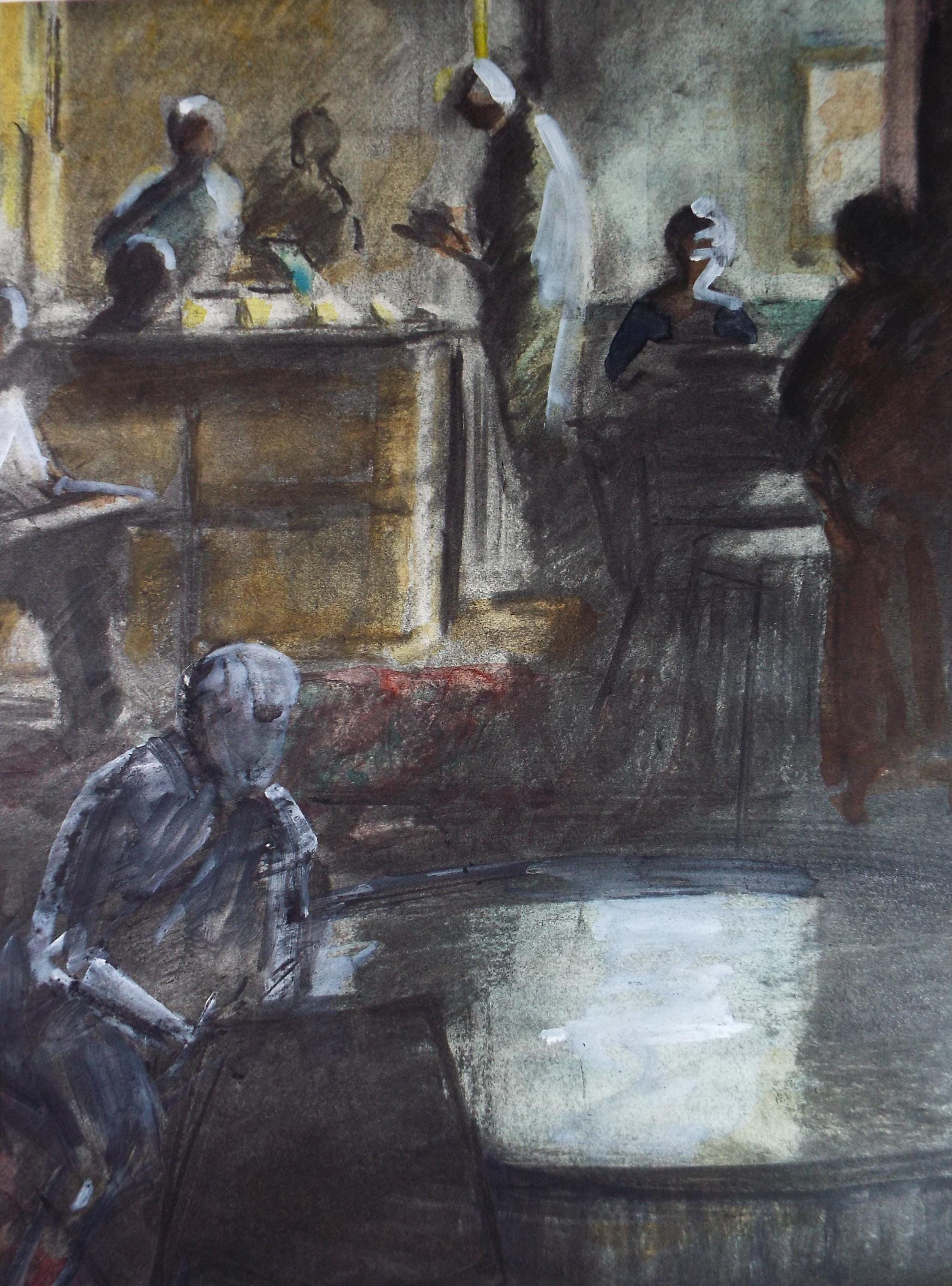 Original Watercolour, 'In the Bankside gallery', June Bevan, Dated 1999