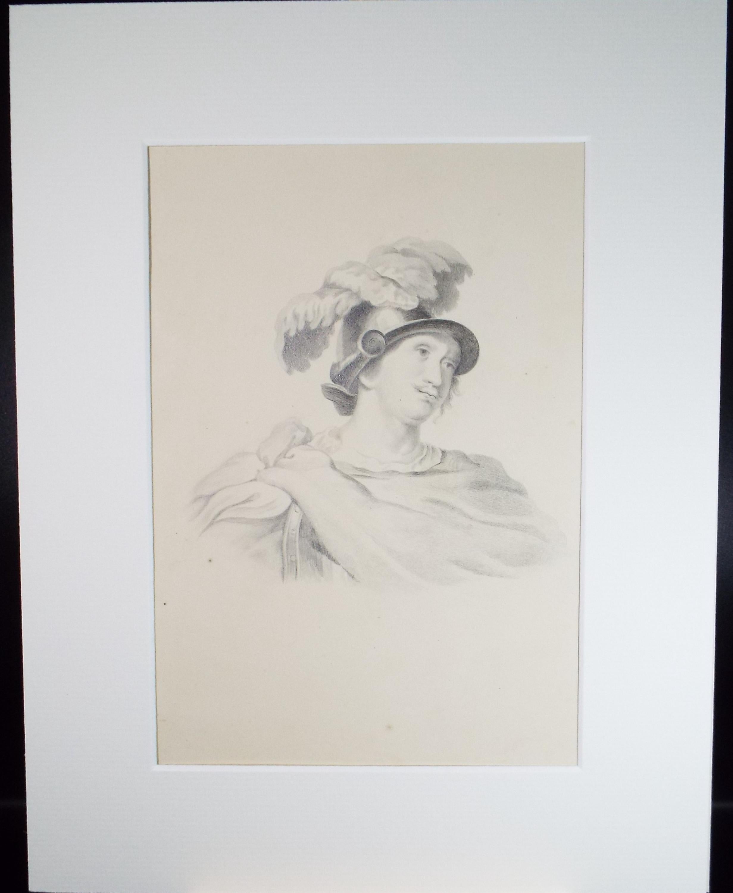 Original Pencil Drawing , 'Portrait of a Nobleman', Mid 19th Century, unknown artist