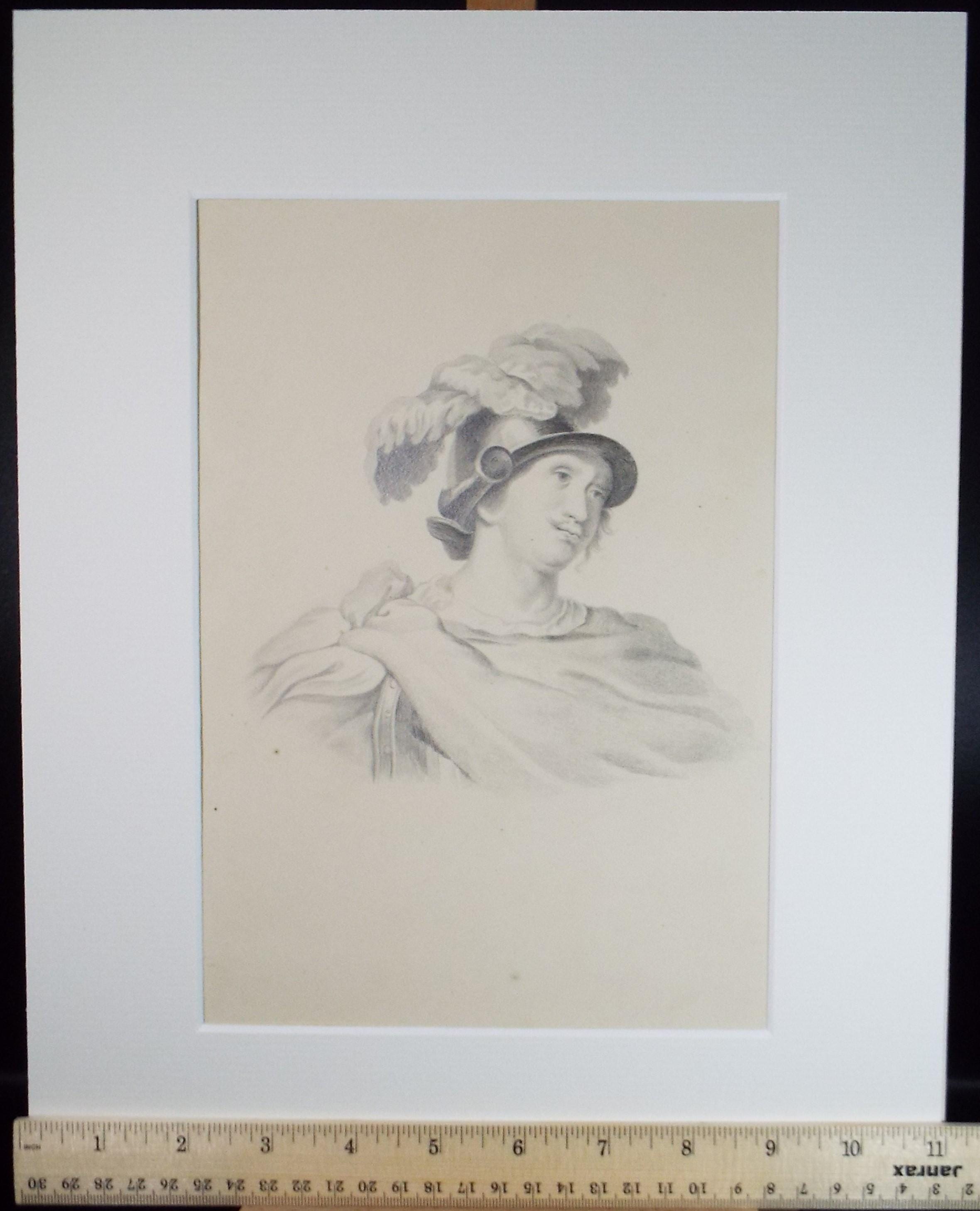 Original Pencil Drawing , 'Portrait of a Nobleman', Mid 19th Century, unknown artist