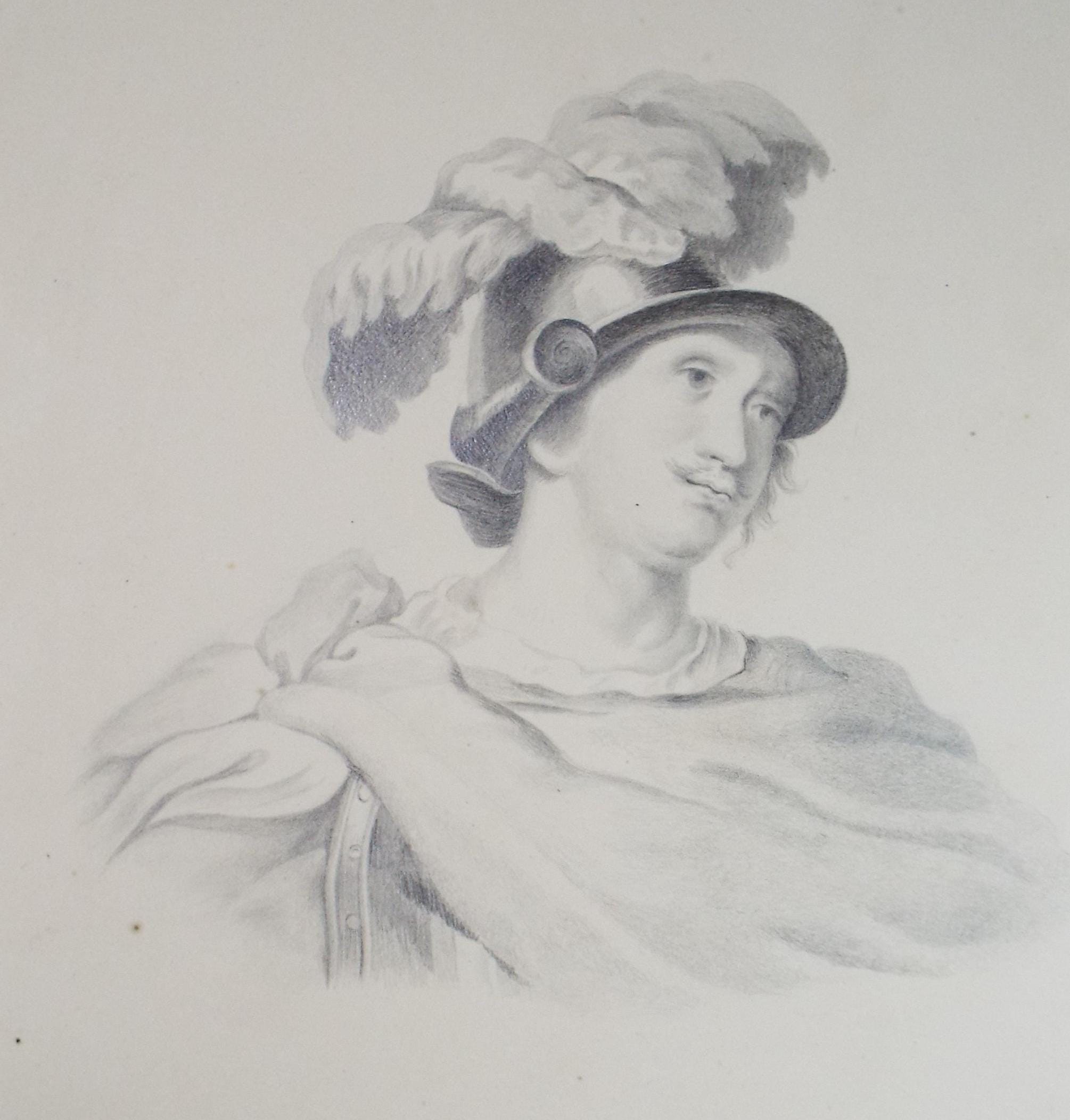 Original Pencil Drawing , 'Portrait of a Nobleman', Mid 19th Century, unknown artist