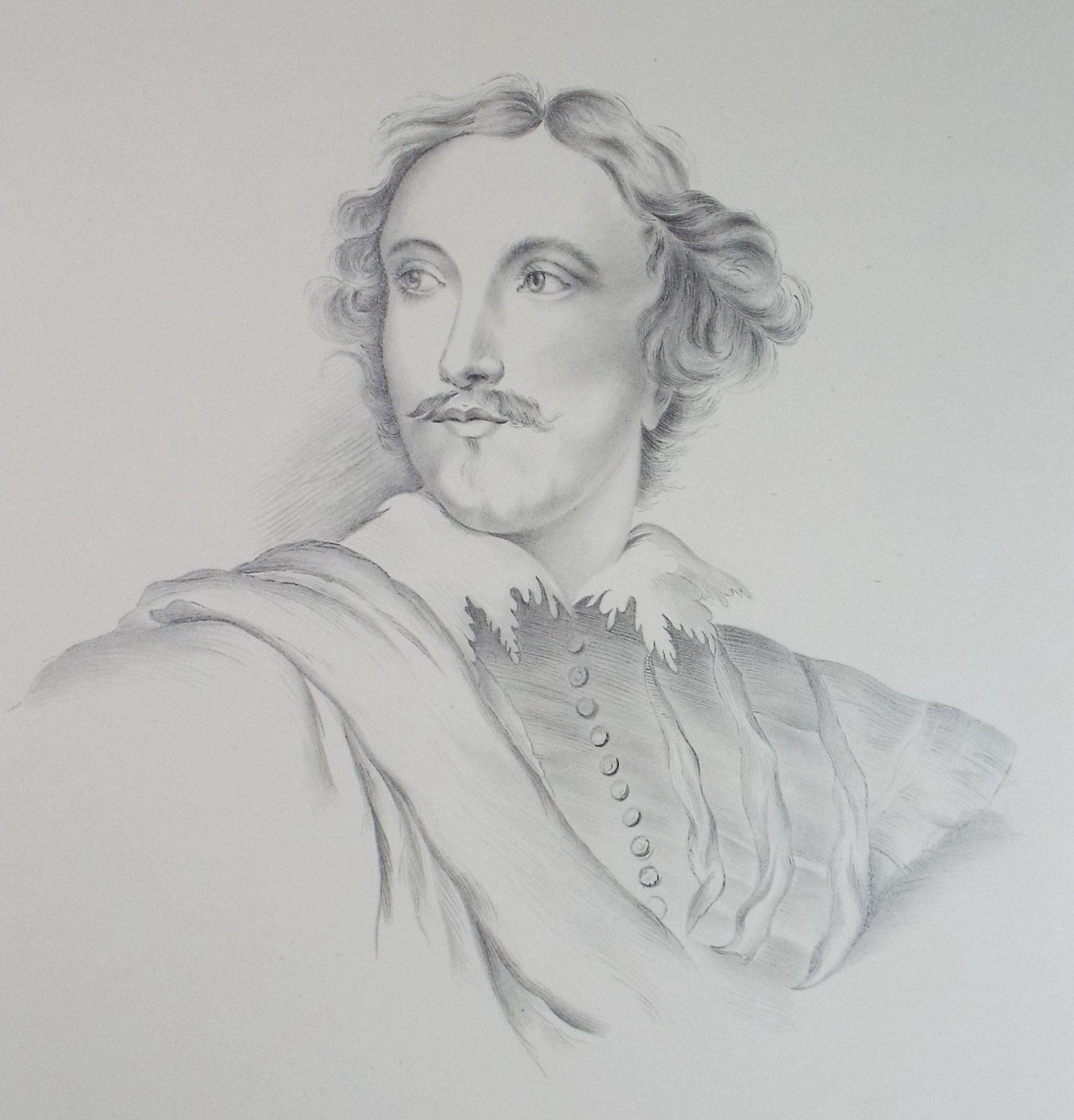 Original Pencil Drawing , 'Portrait of a Nobleman', Mid 19th Century, unknown artist