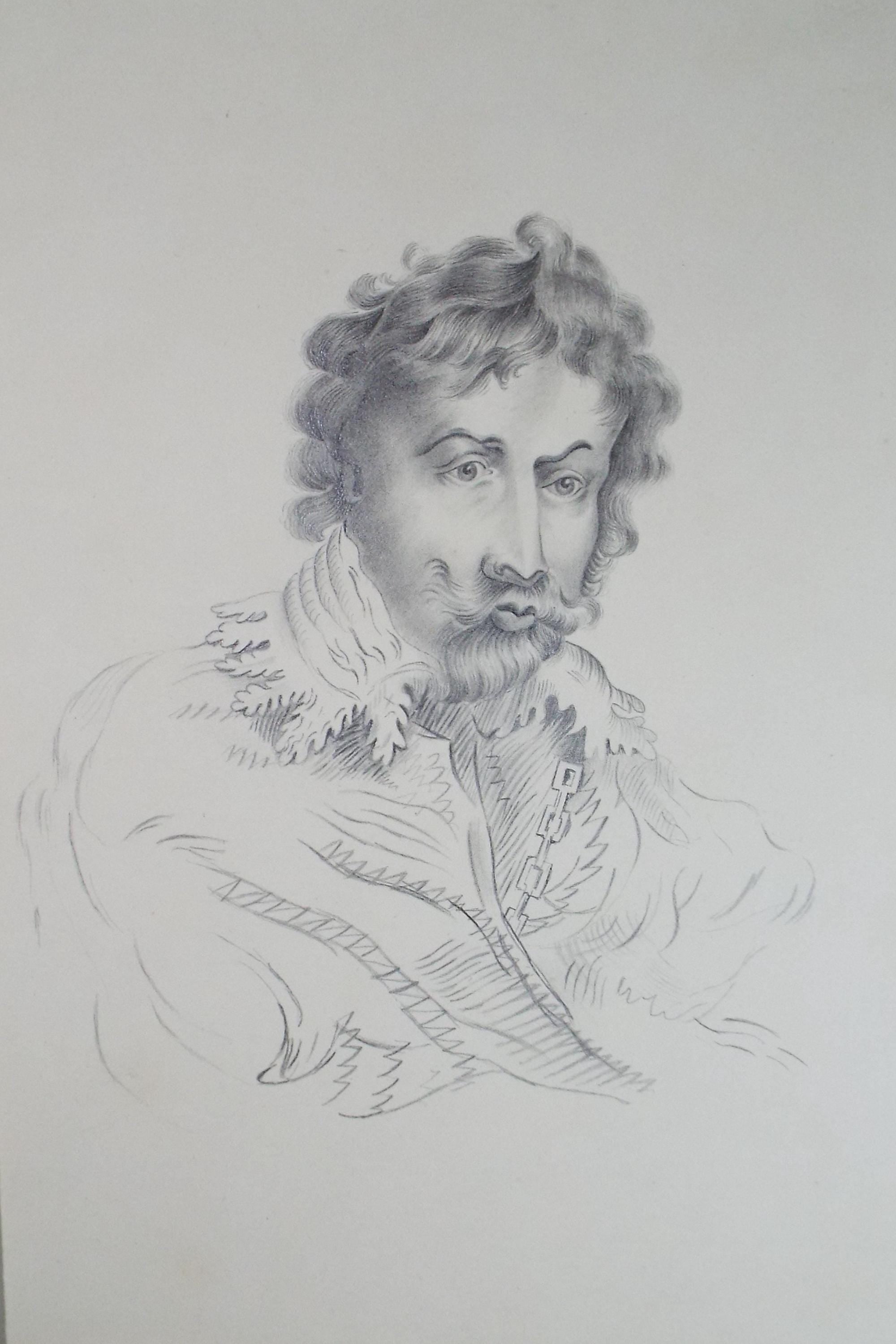 Original Pencil Drawing , 'Portrait of a Nobleman', Mid 19th Century, unknown artist