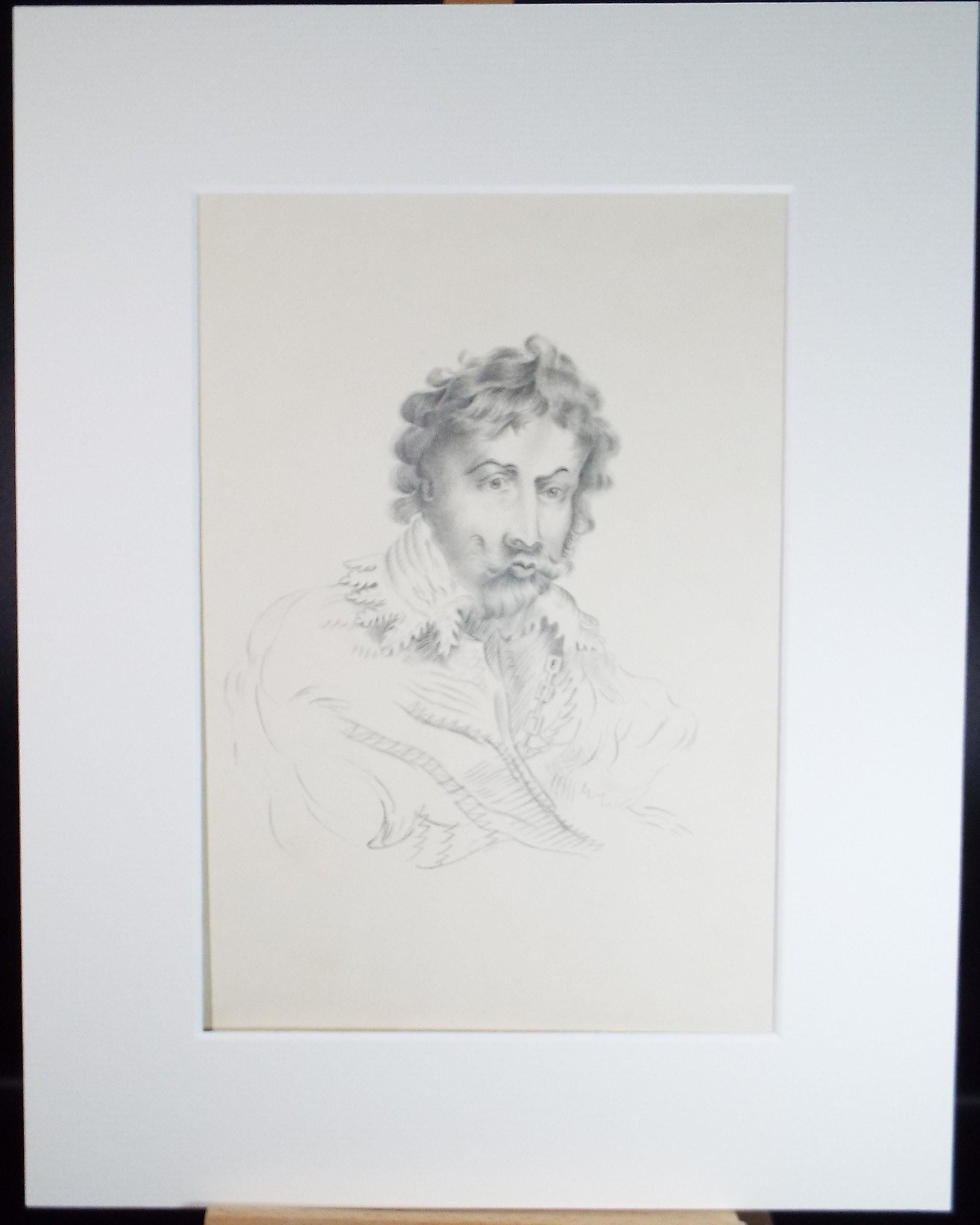 Original Pencil Drawing , 'Portrait of a Nobleman', Mid 19th Century, unknown artist