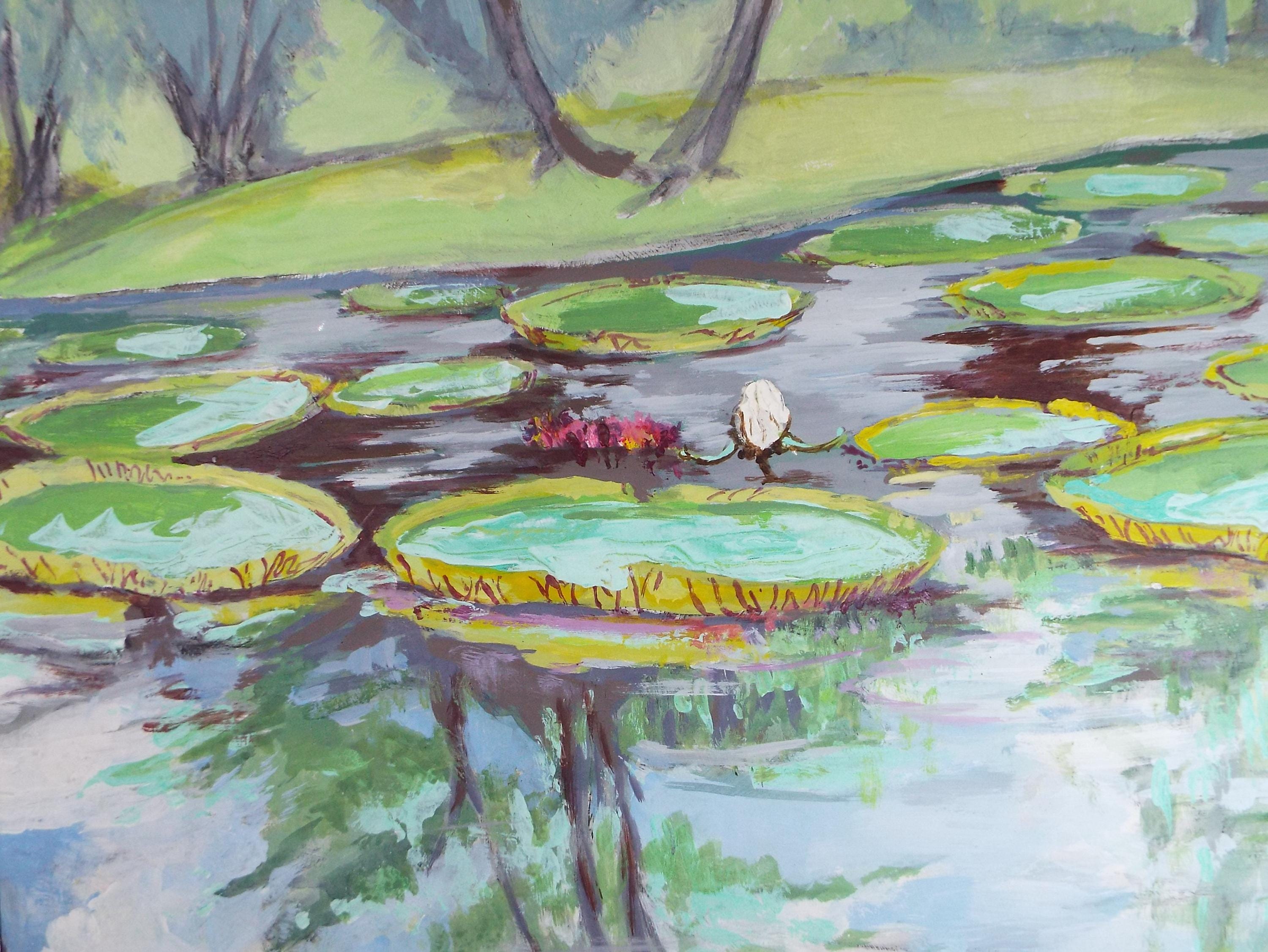 Original Watercolour & Gouache, 'Water lilies', Ivy T. Attwell (20th Century, British)