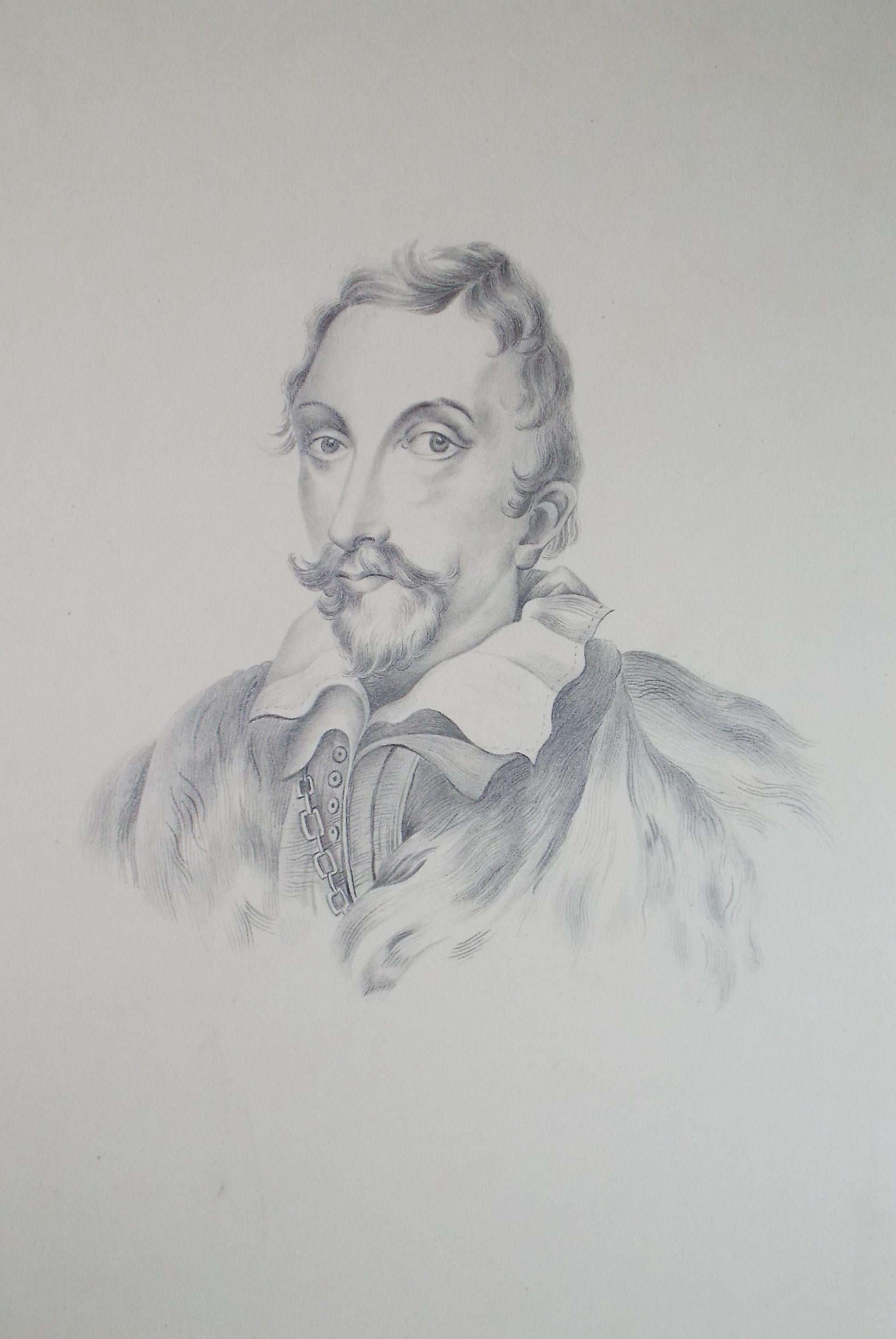 Original Pencil Drawing , 'Portrait of a Nobleman', Mid 19th Century, unknown artist