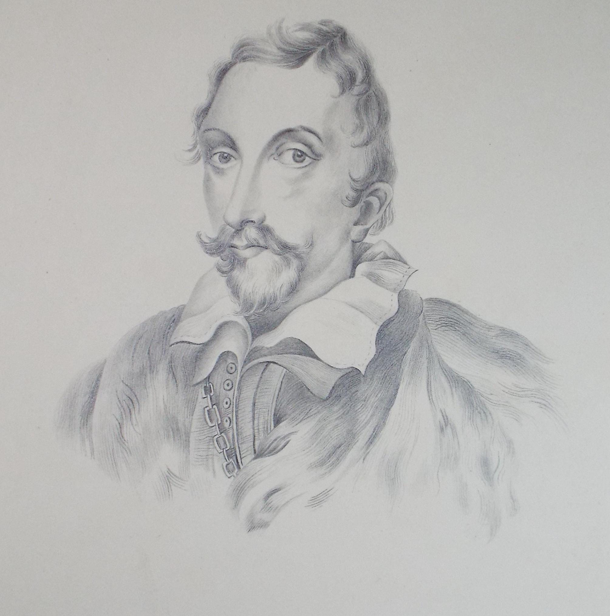 Original Pencil Drawing , 'Portrait of a Nobleman', Mid 19th Century, unknown artist