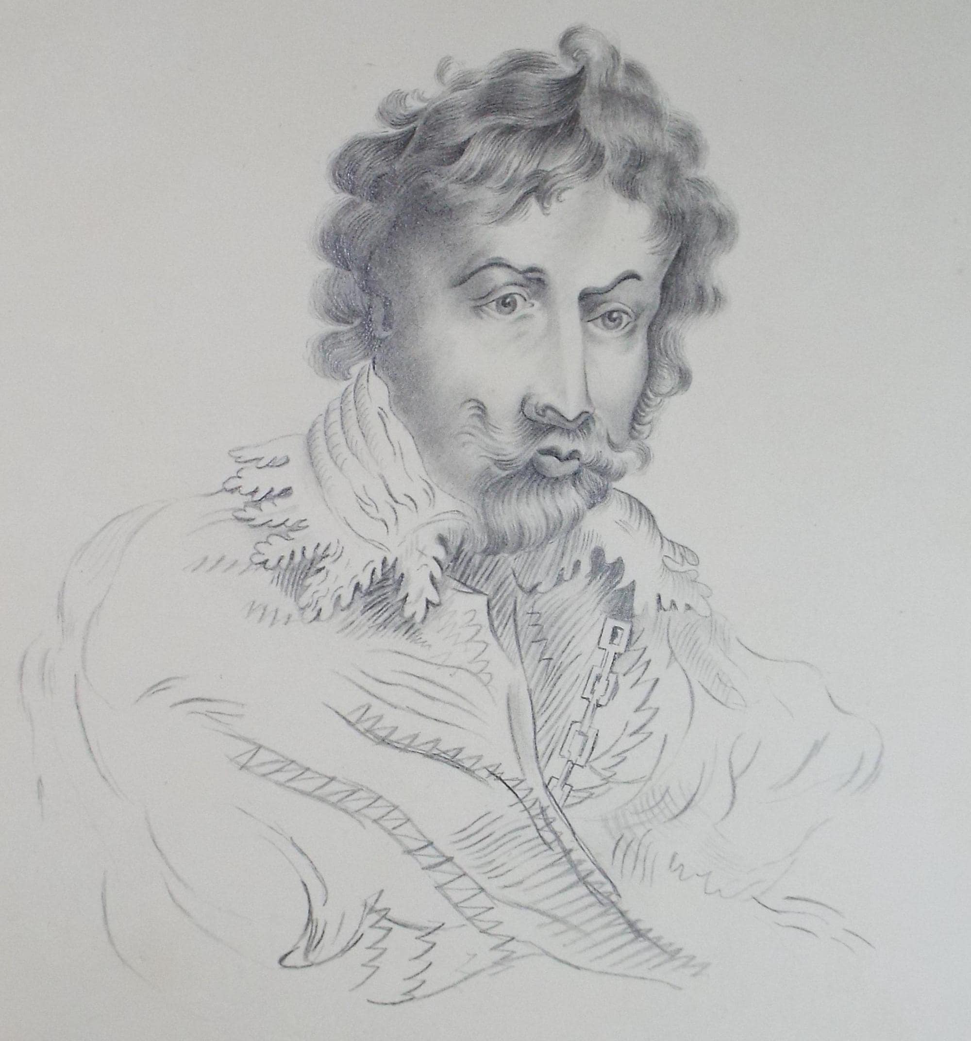 Original Pencil Drawing , 'Portrait of a Nobleman', Mid 19th Century, unknown artist