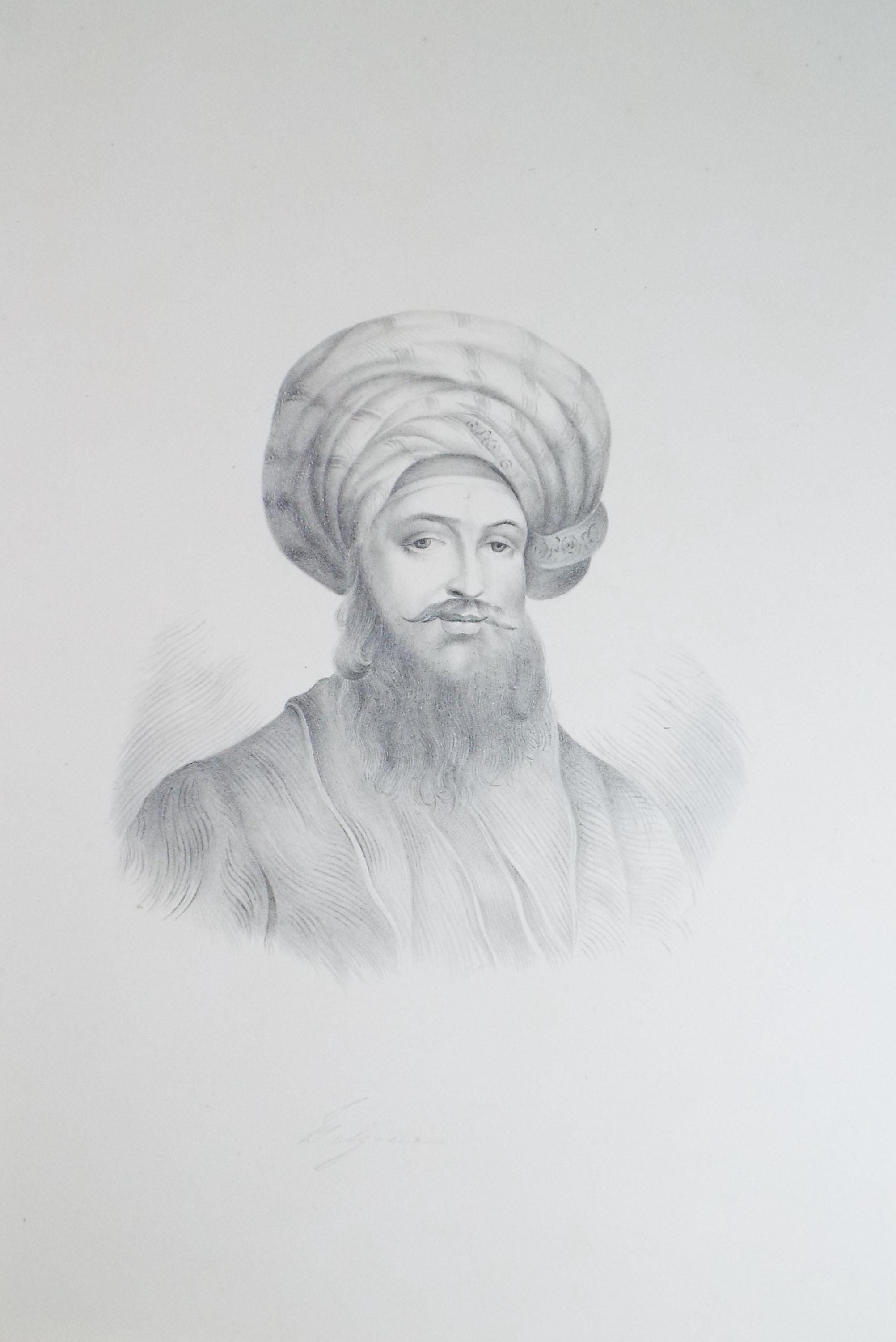 Original Pencil Drawing , 'Portrait of a Turk', Mid 19th Century, unknown artist