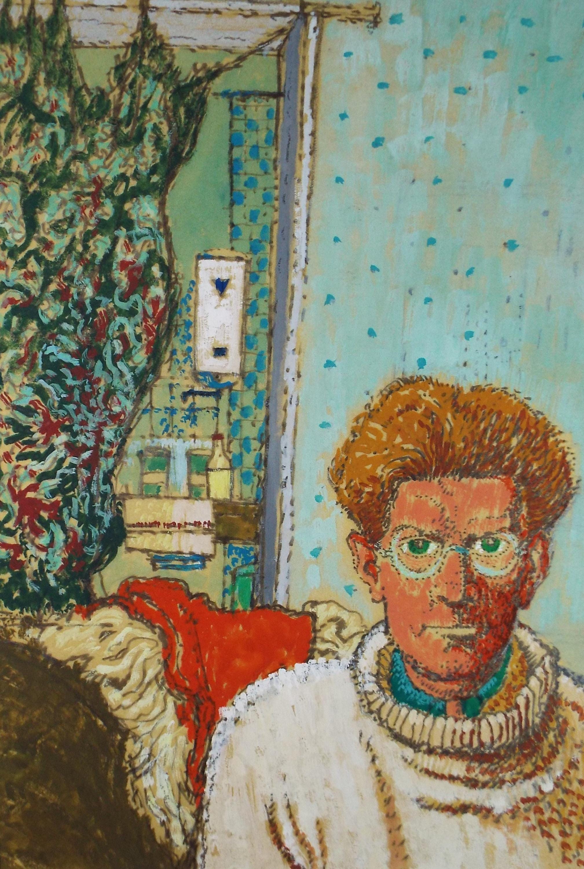 Original Gouache, 'Man in an Interior', 20th Century French School, circa 1970's