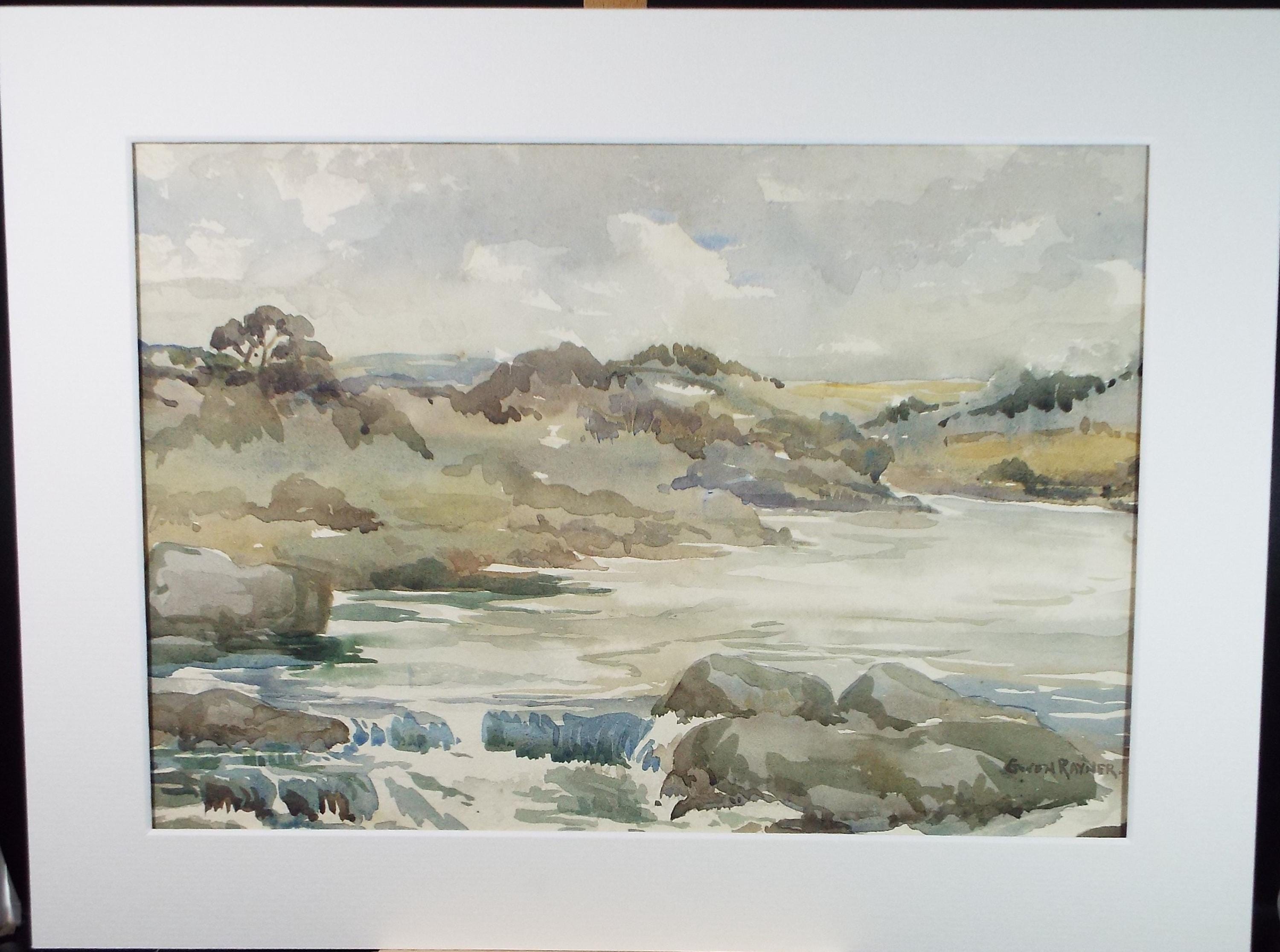 Original Watercolour, 'River Landscape', Gwen Rayner, c1970's