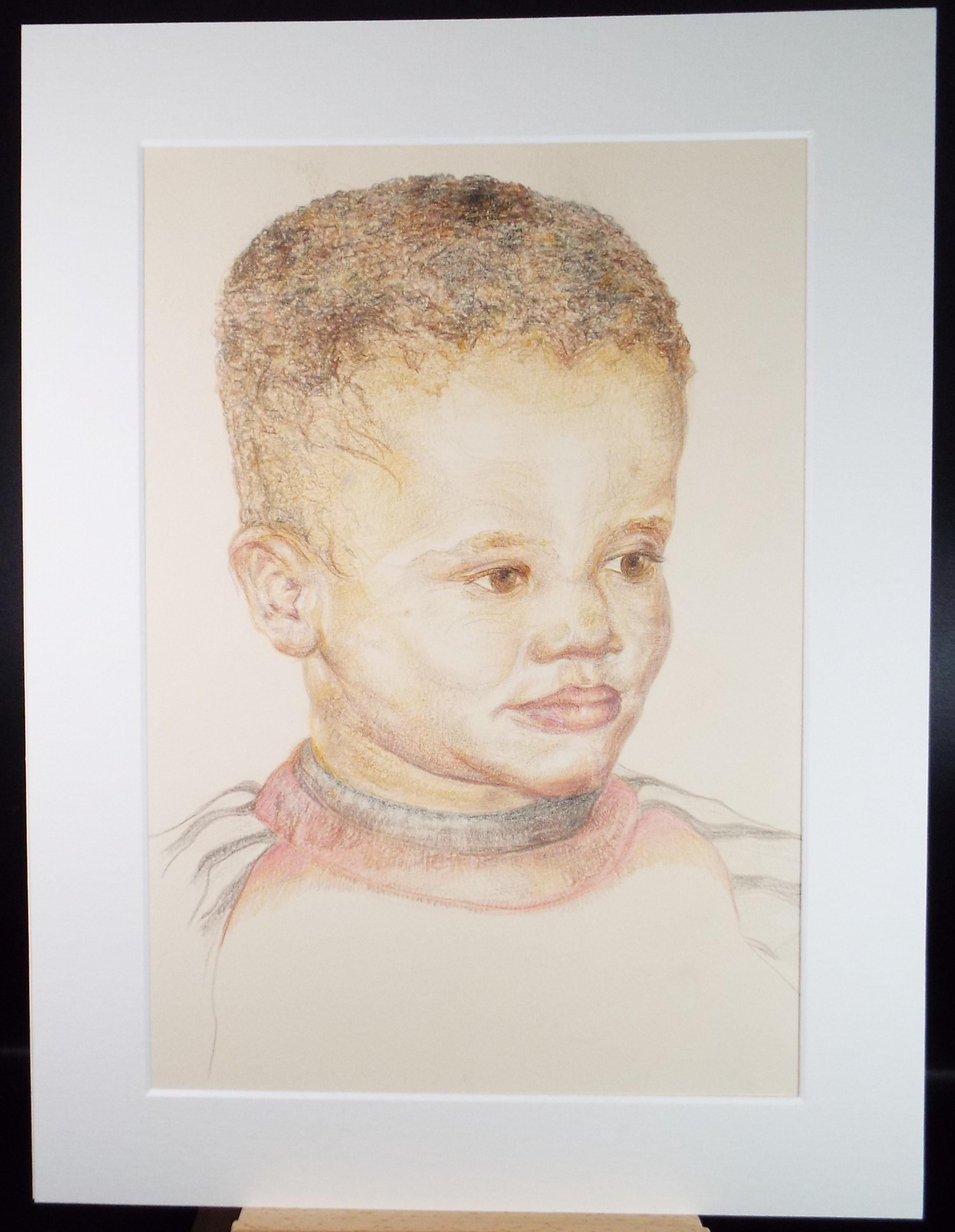 Original Pencil Sketch,'Portrait of a Young Boy', unknown Artist, Circa 1990's