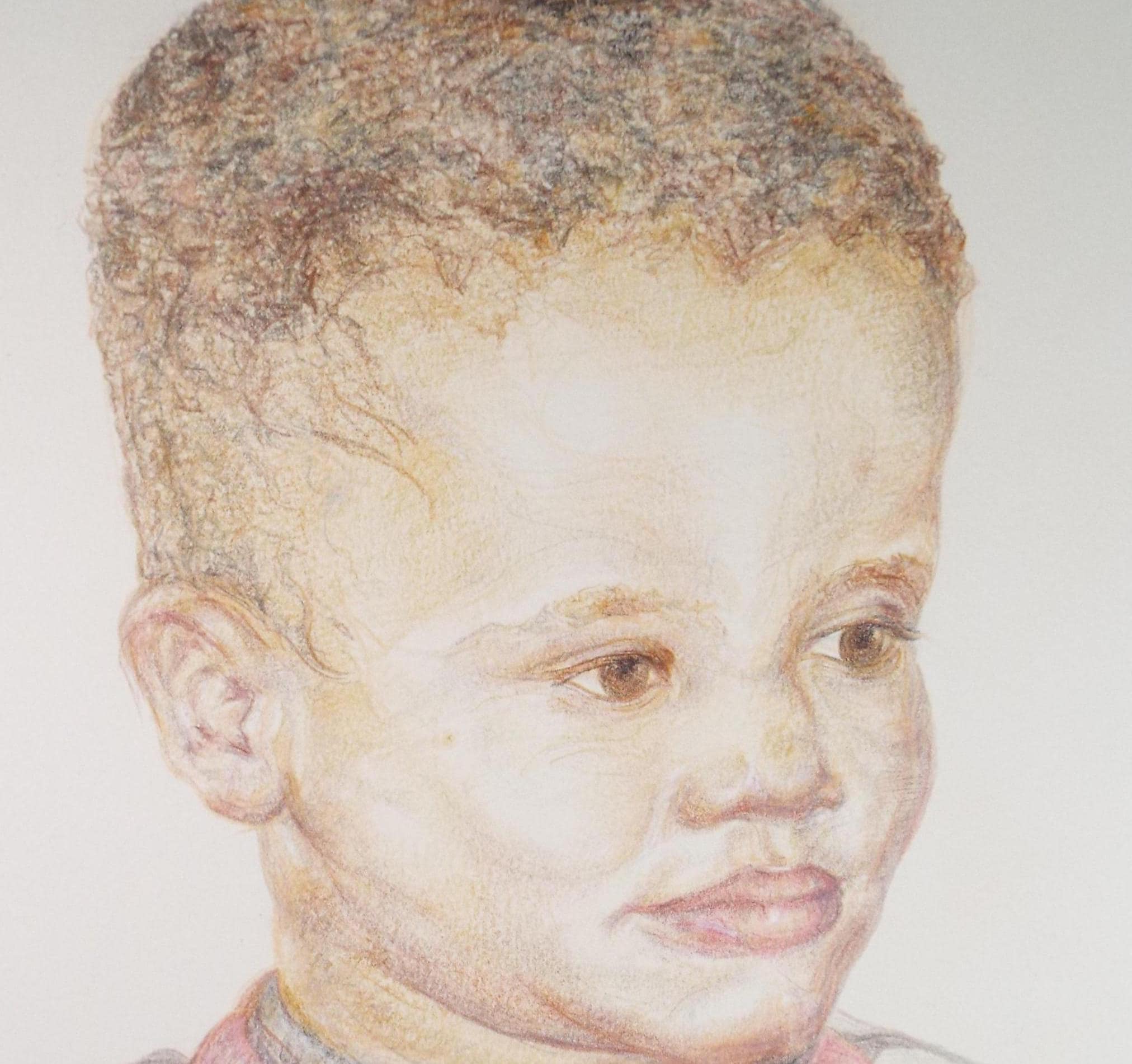 Original Pencil Sketch,'Portrait of a Young Boy', unknown Artist, Circa 1990's