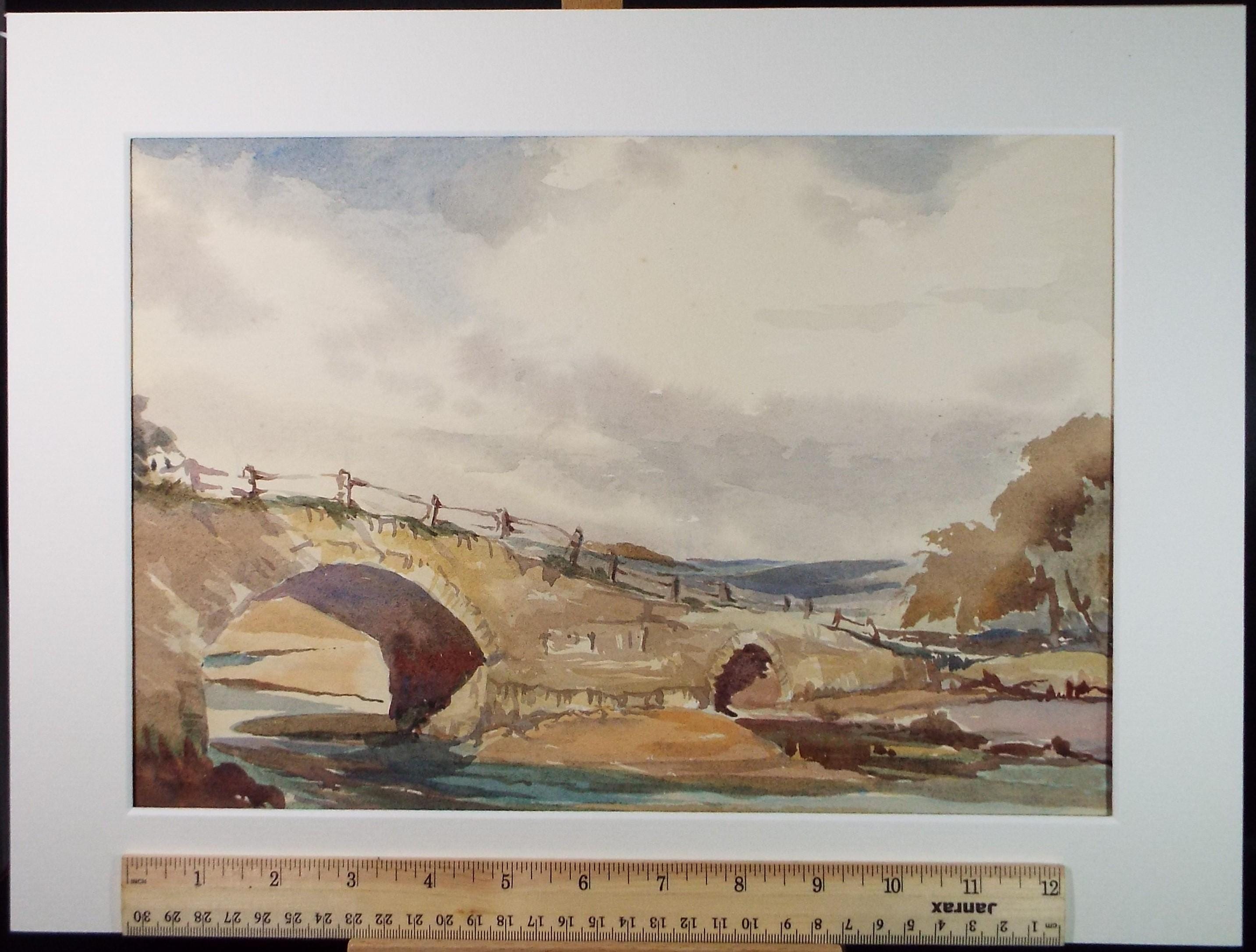 Original Watercolour, 'Pill Bridge, Looe', Gwen Rayner, c1970's