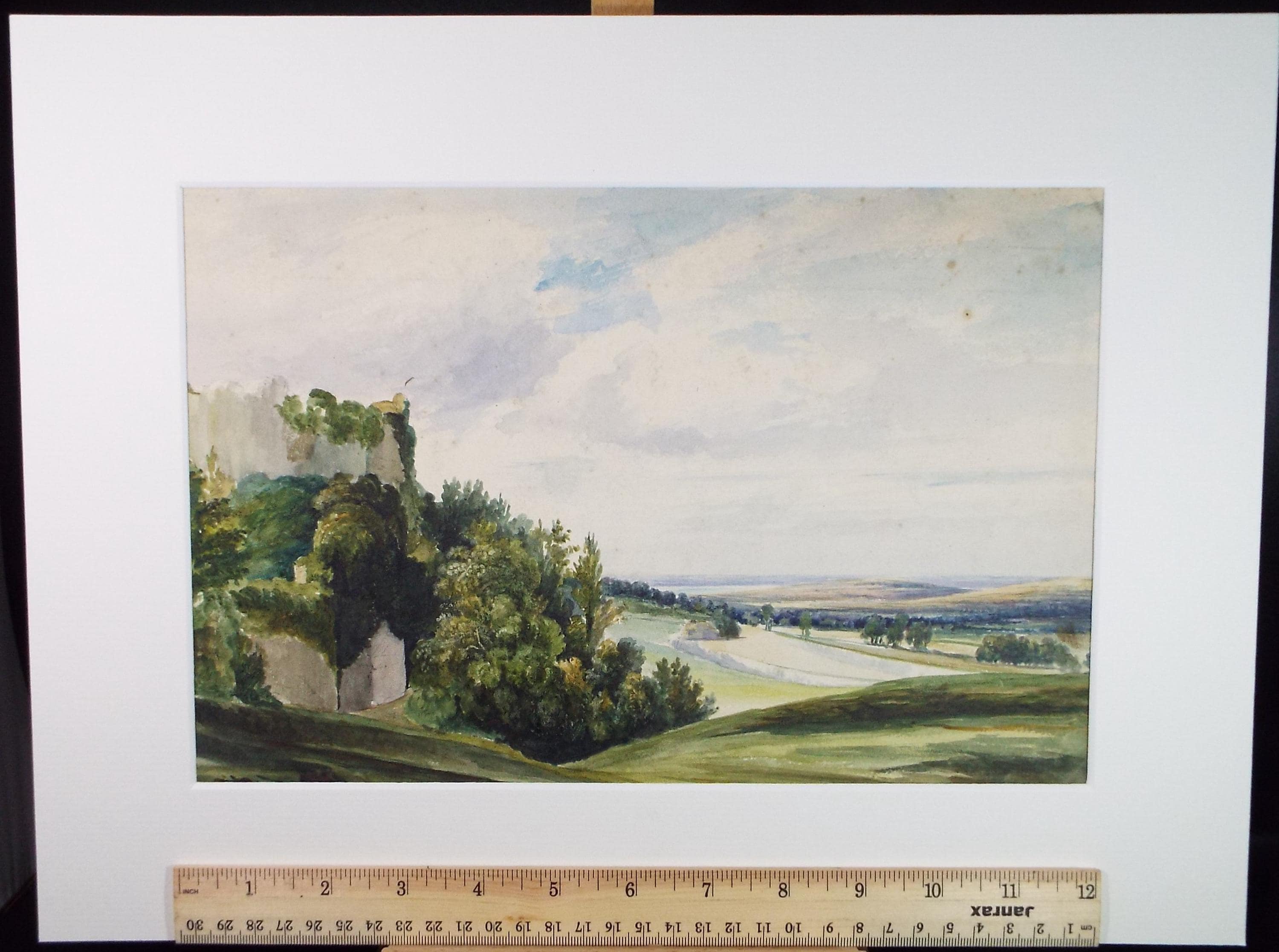 Original Watercolour Sketch, A View from the Hill, c1890, Unknown Artist