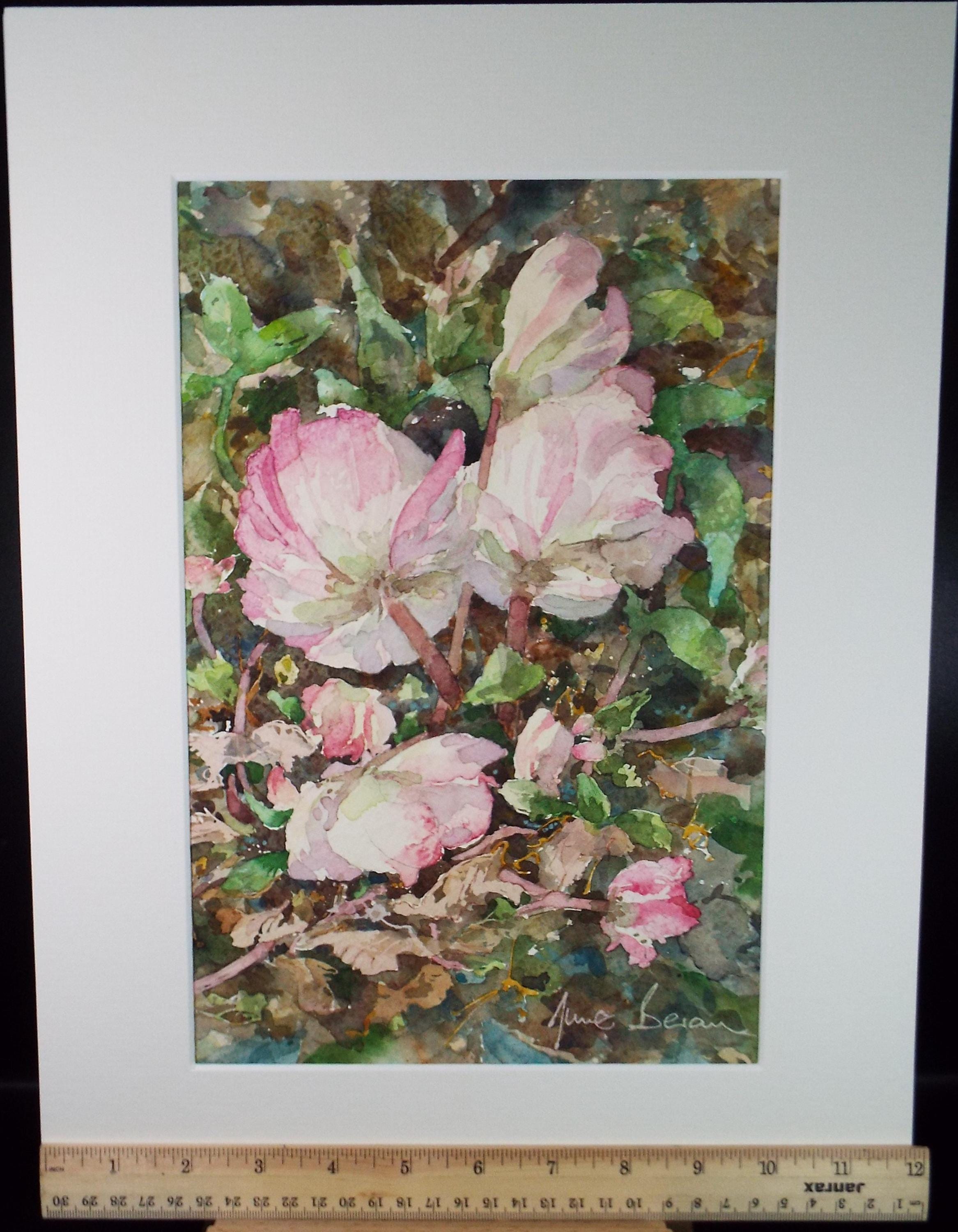 Original Watercolour, 'Flower study', June Bevan, Circa 1990's
