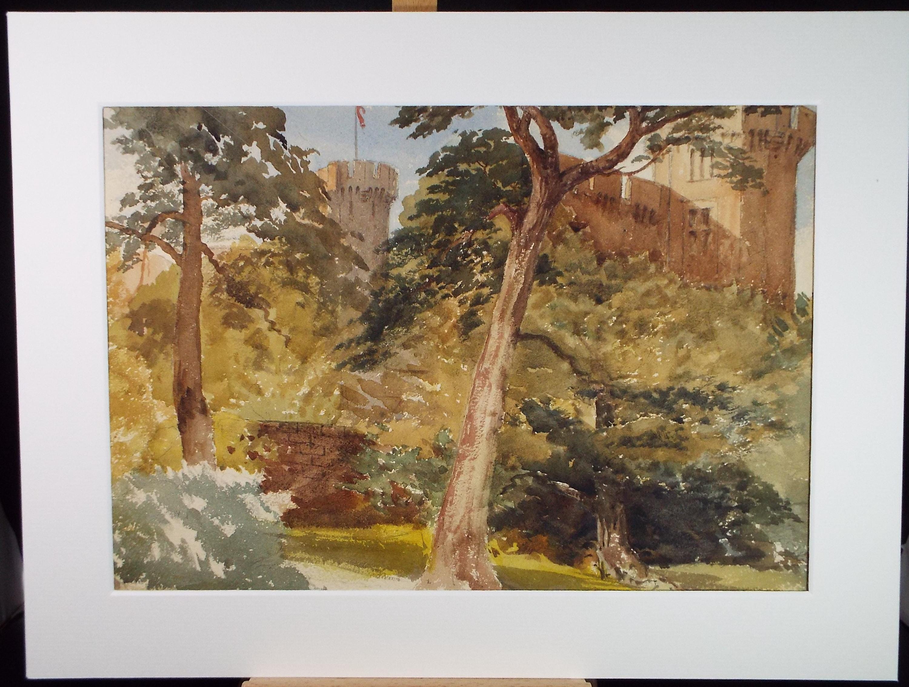 Original Watercolour, 'Castle in the Trees', Late 19th Century, Artist Unknown