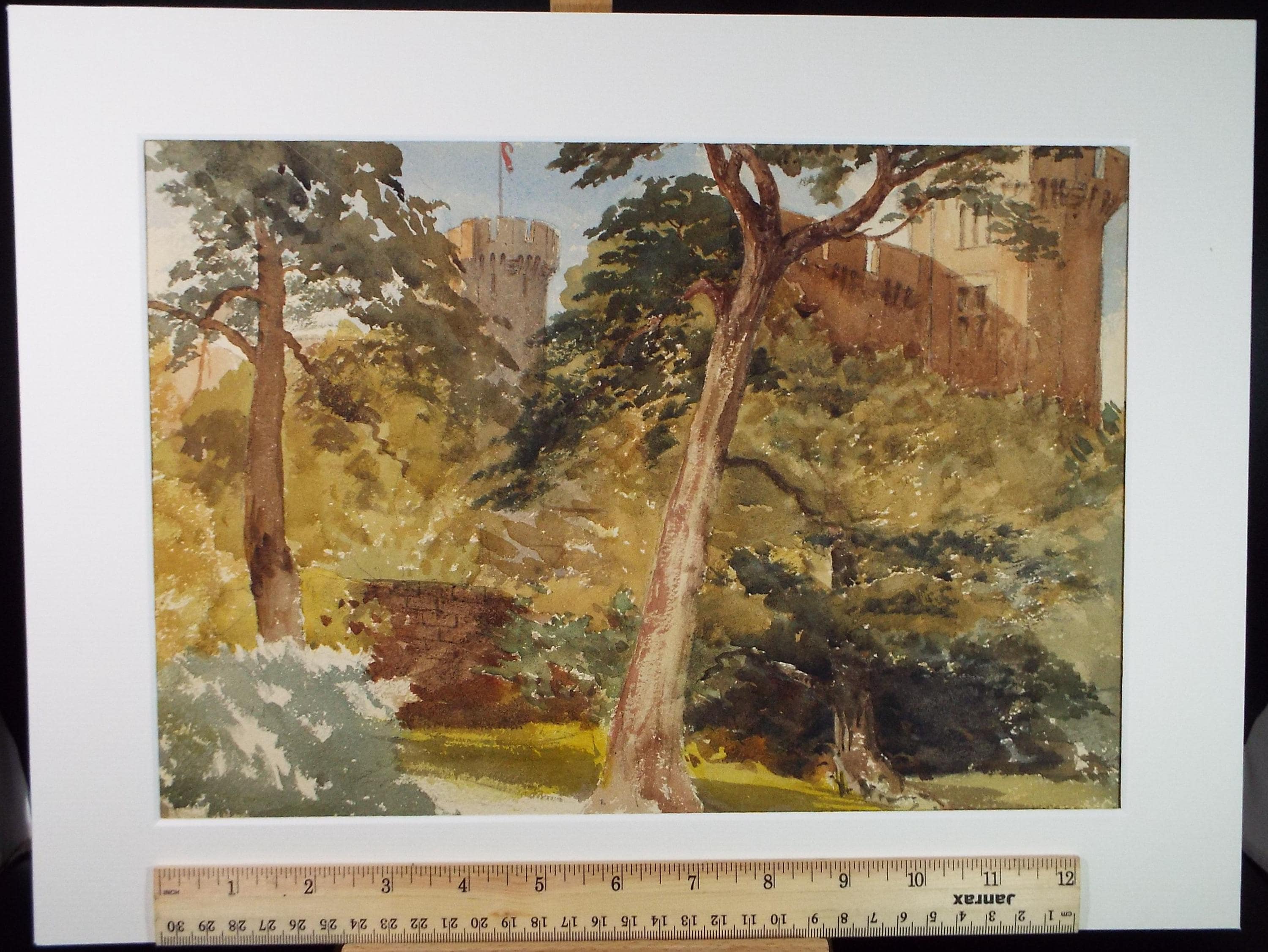 Original Watercolour, 'Castle in the Trees', Late 19th Century, Artist Unknown