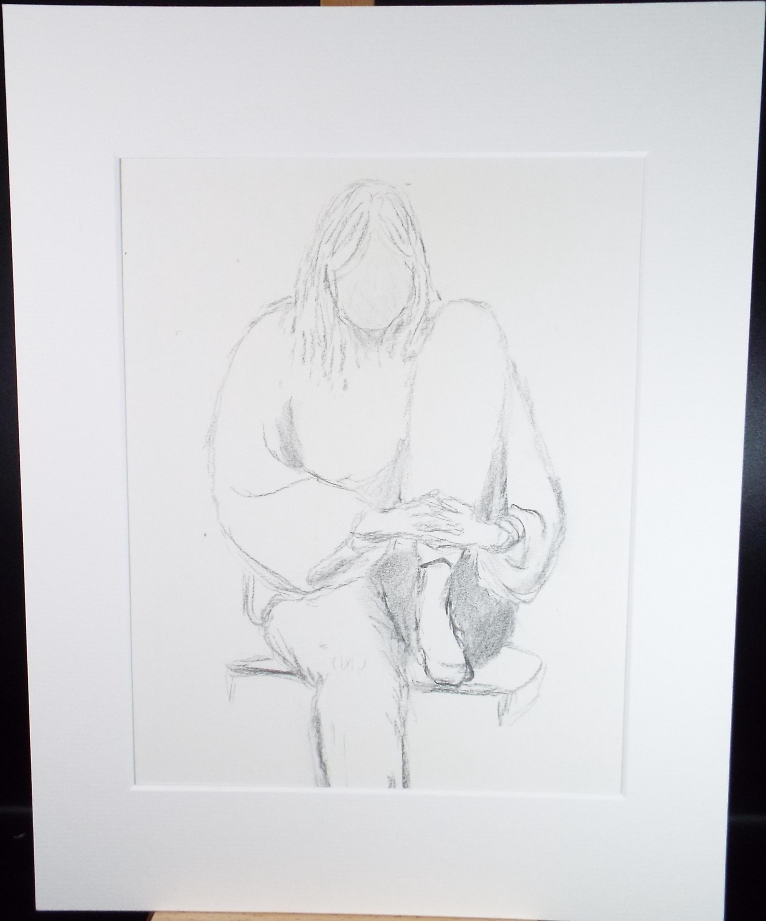 Pencil Drawing 'Seated Woman', c1960's, Franklin White (1892-1975)