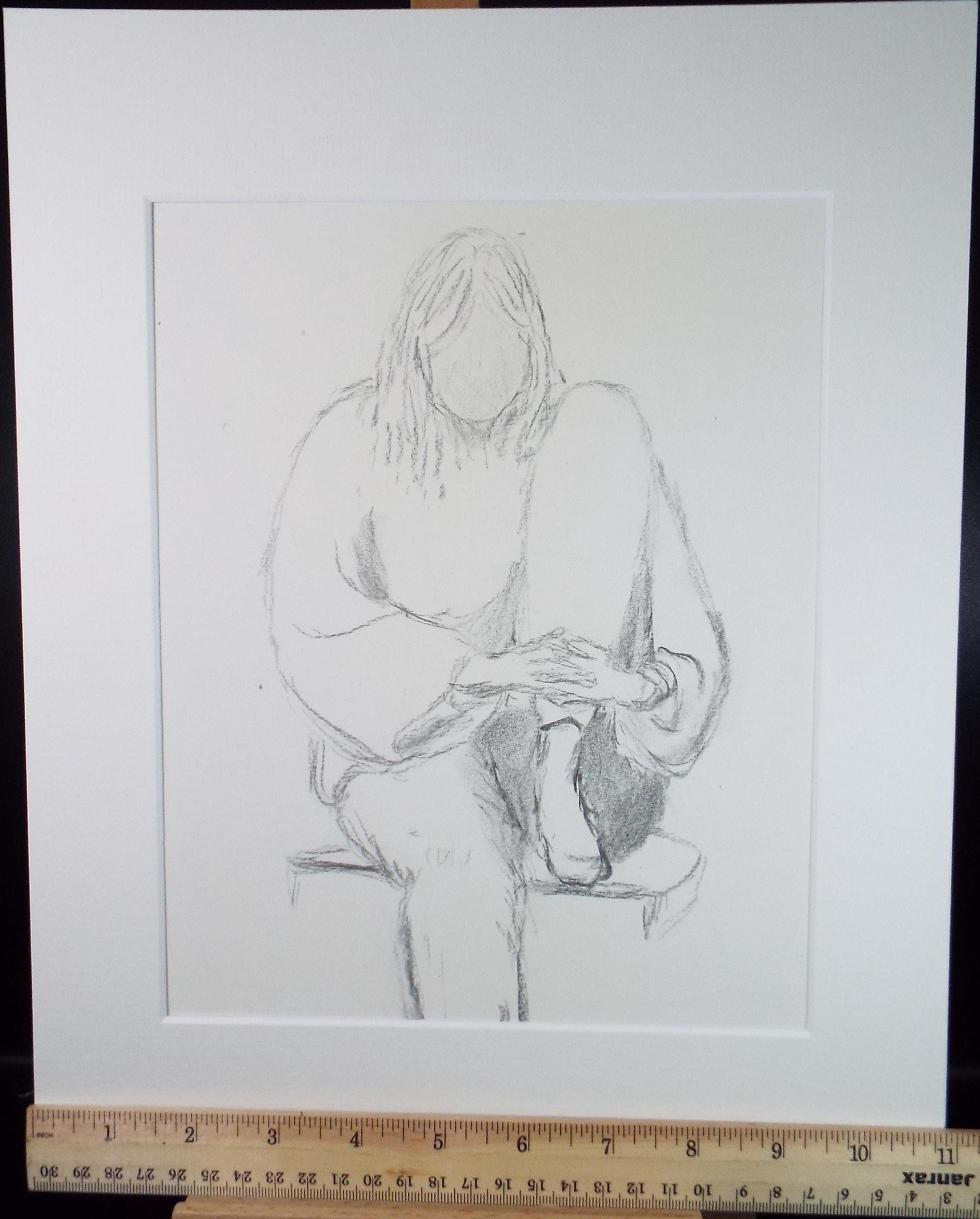 Pencil Drawing 'Seated Woman', c1960's, Franklin White (1892-1975)