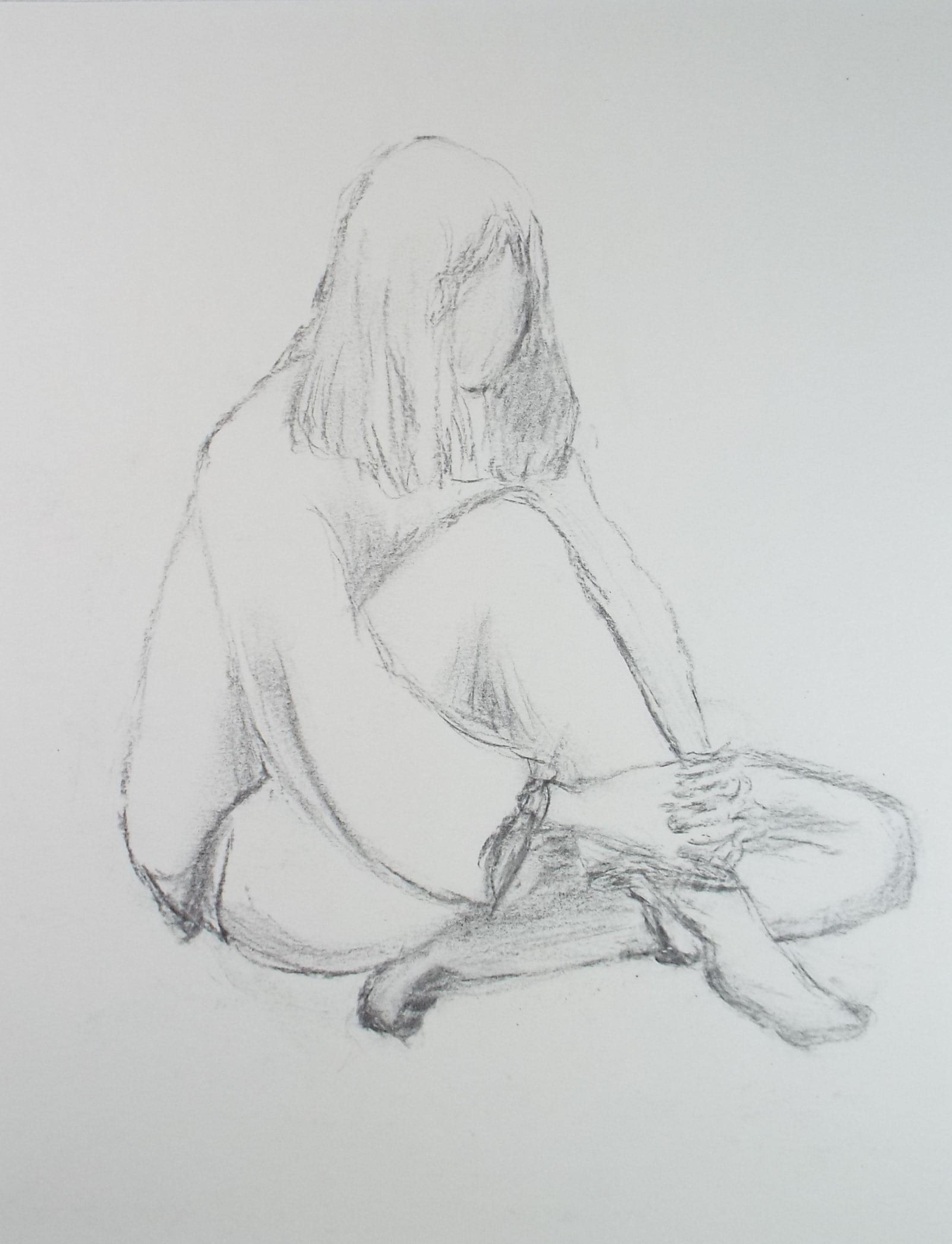 Pencil Drawing 'Seated Woman', c1960's, Franklin White (1892-1975)