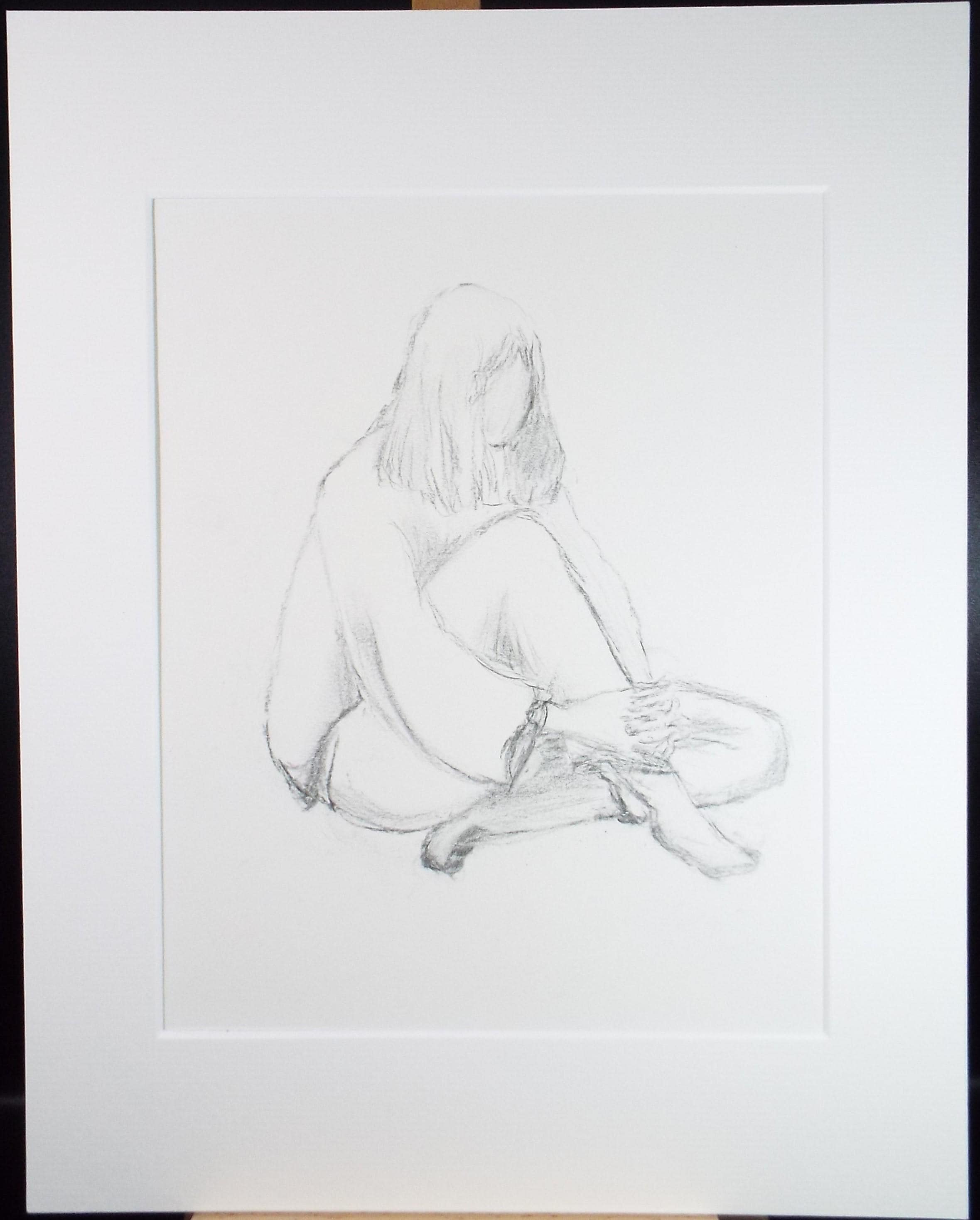 Pencil Drawing 'Seated Woman', c1960's, Franklin White (1892-1975)