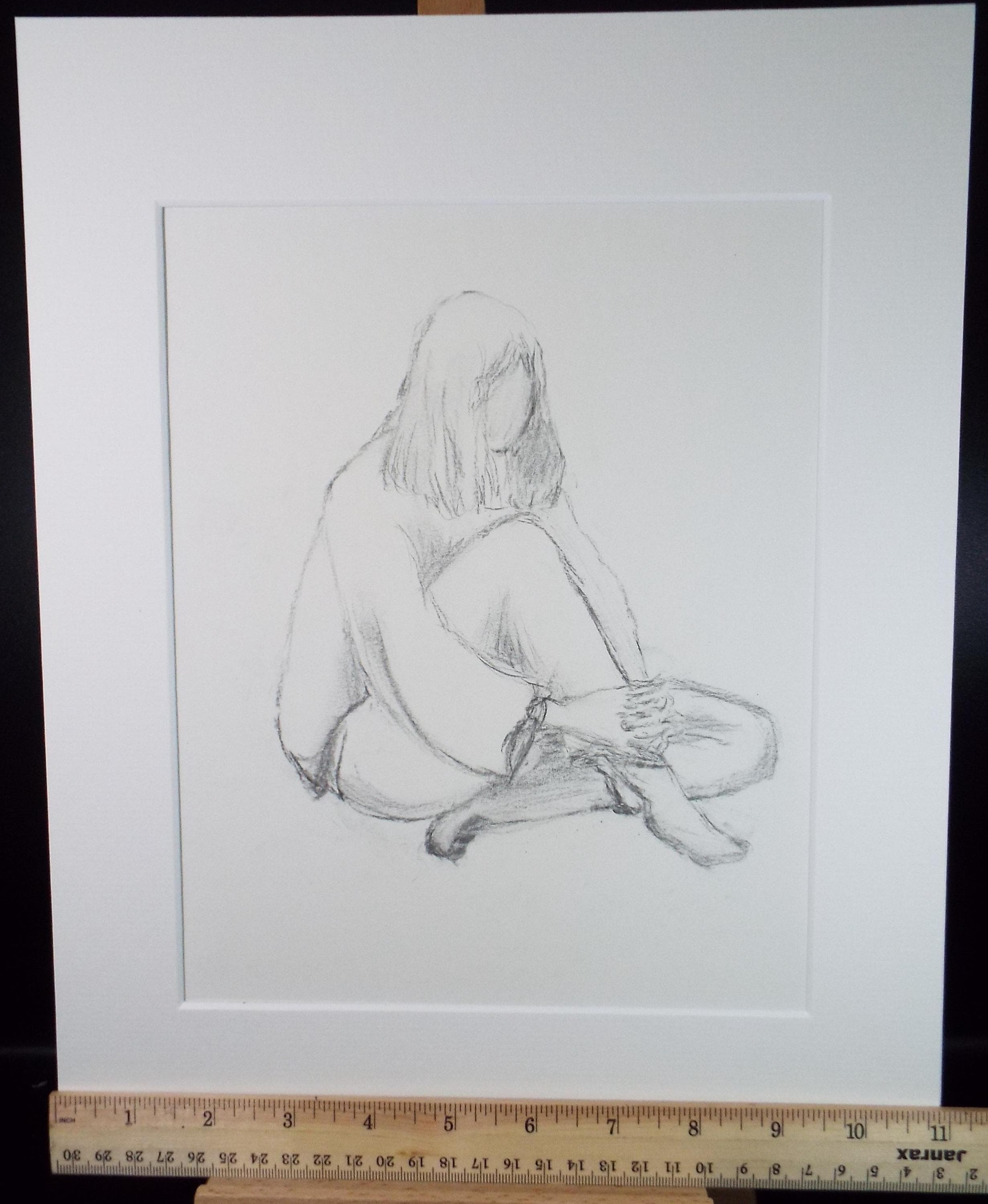 Pencil Drawing 'Seated Woman', c1960's, Franklin White (1892-1975)