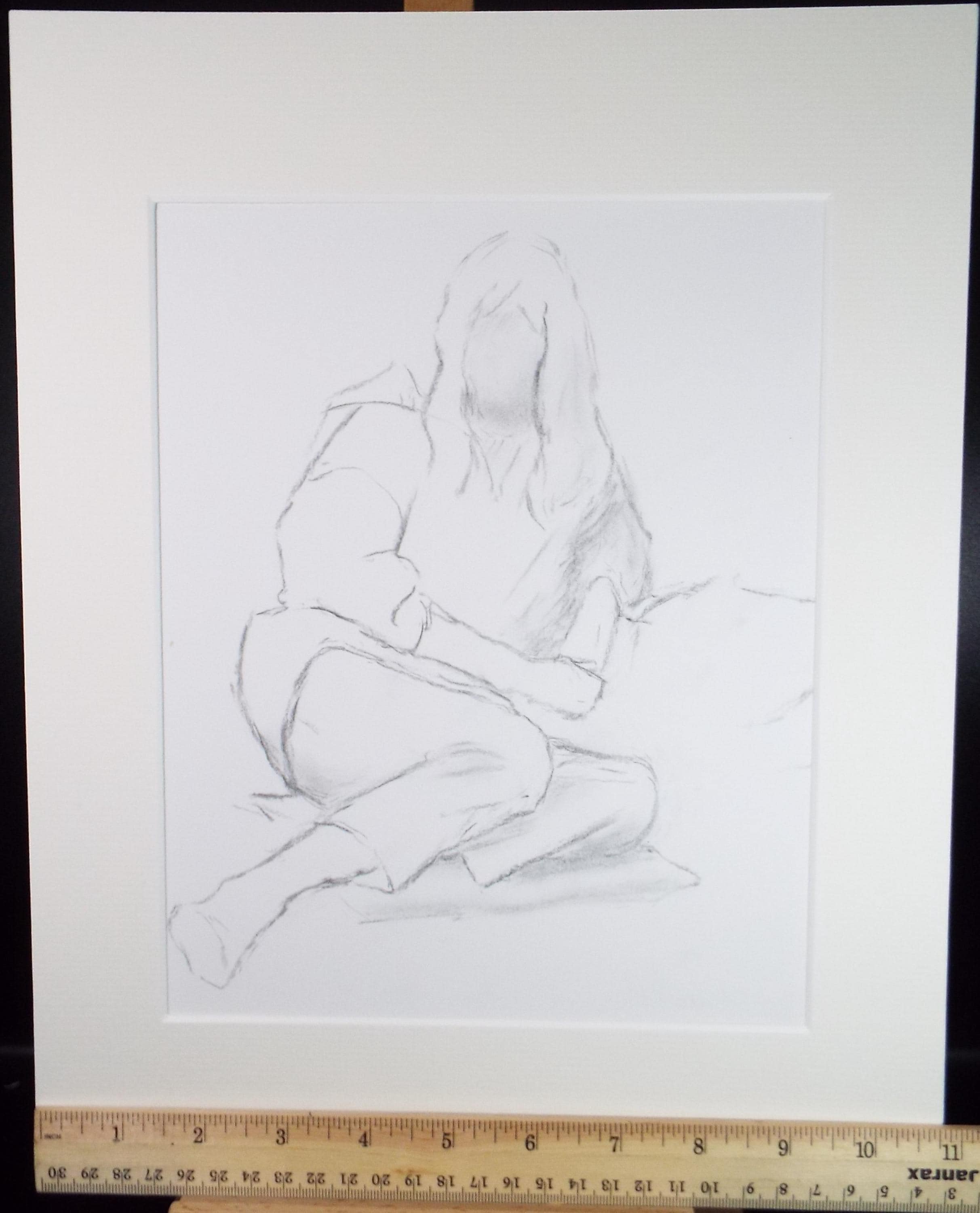 Pencil Drawing 'Seated Woman', c1960's, Franklin White (1892-1975)