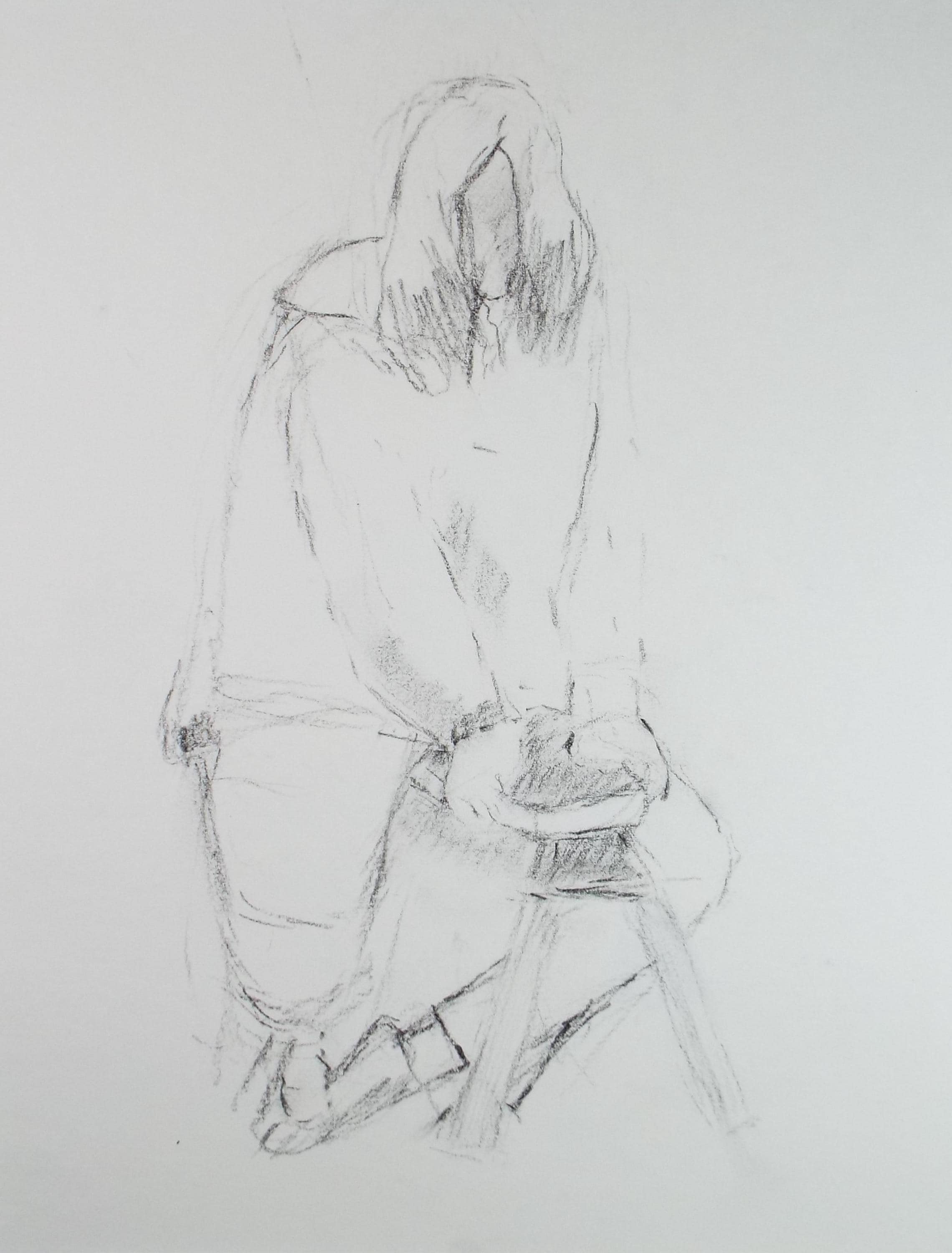 Pencil Drawing 'Seated Woman', c1960's, Franklin White (1892-1975)