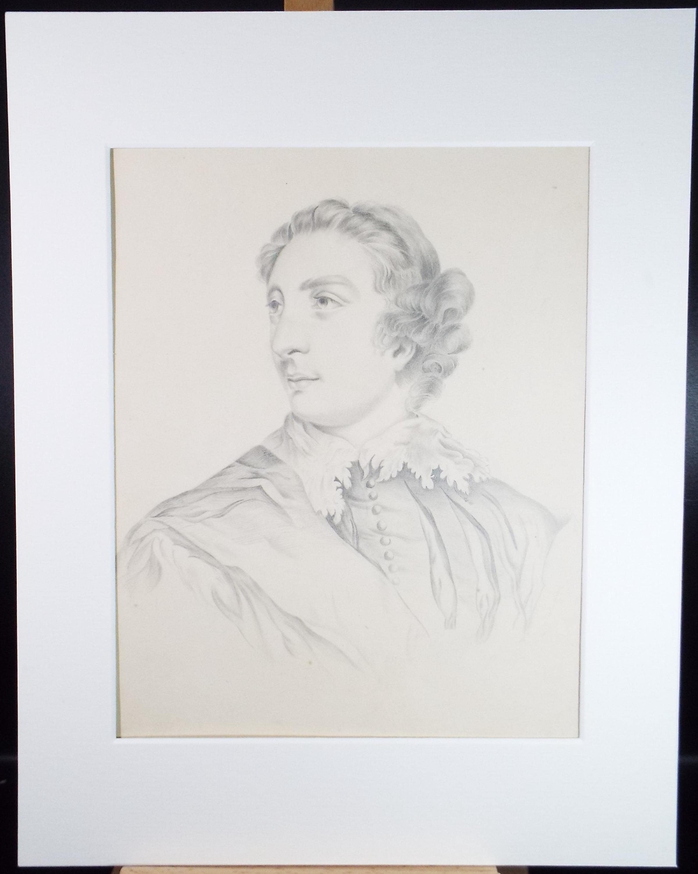 Original Pencil Drawing , 'Portrait of a Nobleman', Mid 19th Century, unknown artist
