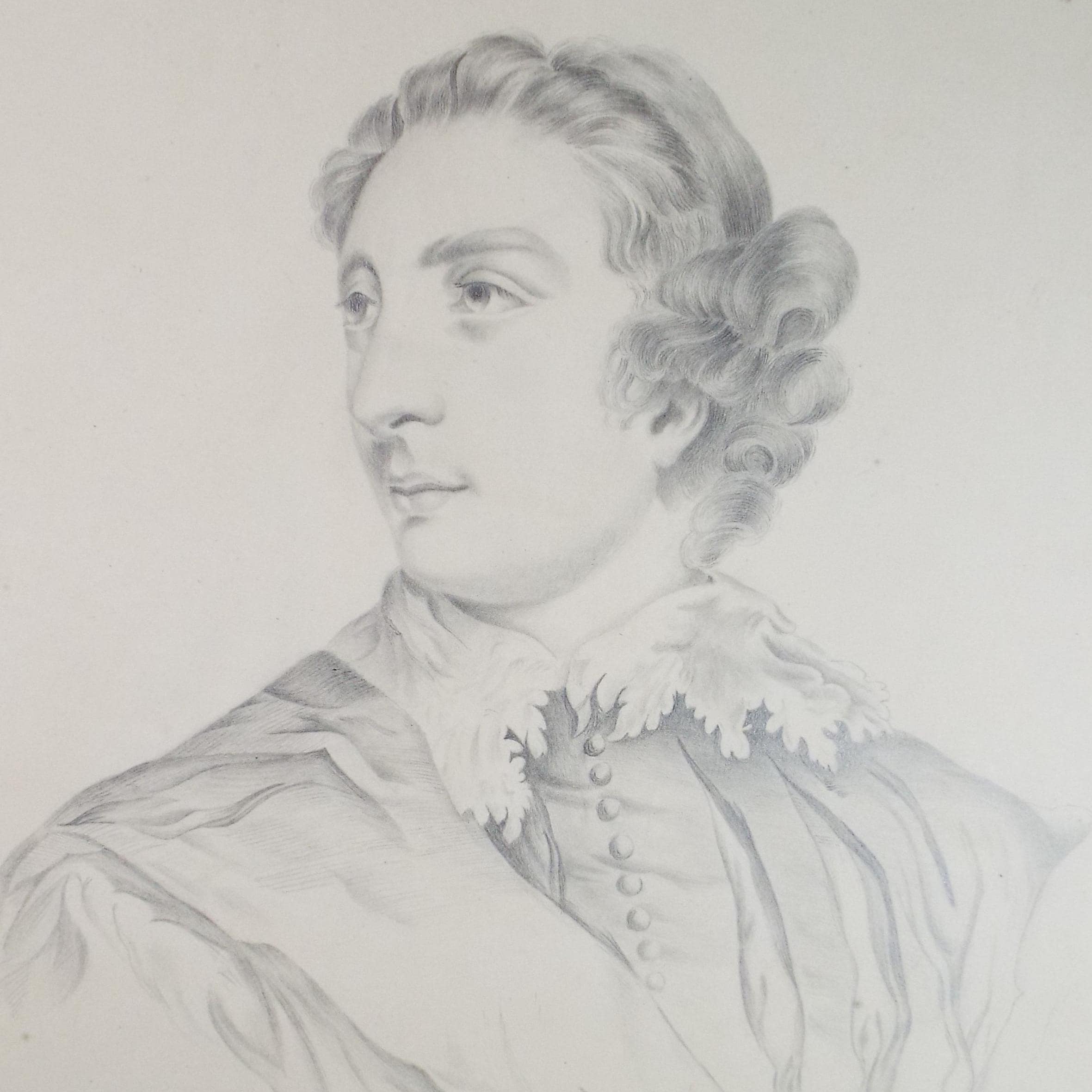 Original Pencil Drawing , 'Portrait of a Nobleman', Mid 19th Century, unknown artist