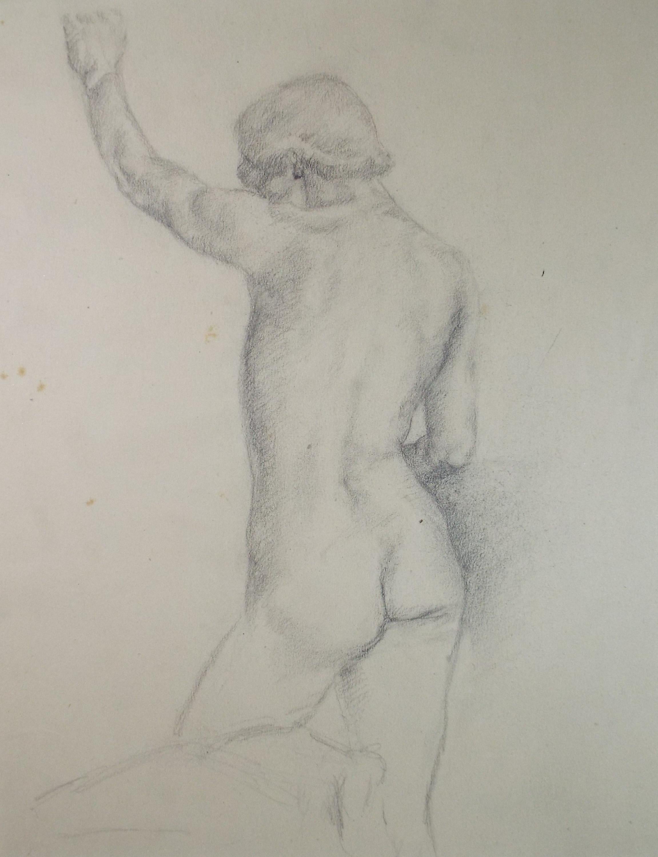 Original Pencil Drawing, 'Female Nude Life Study ', circa 1940's, Celia Fairfax