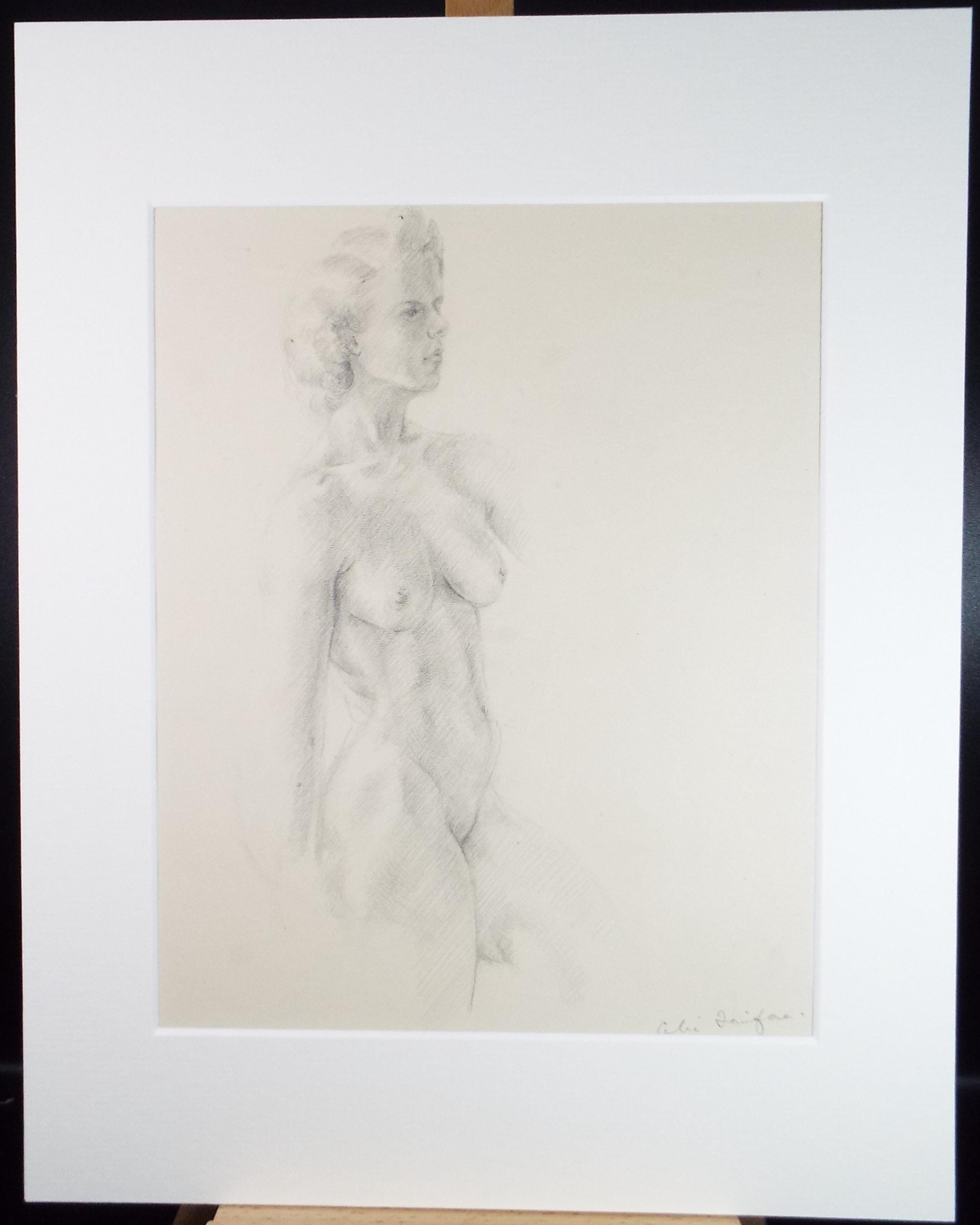 Original Pencil Drawing, 'Female Nude Life Study ', circa 1940's, Celia Fairfax