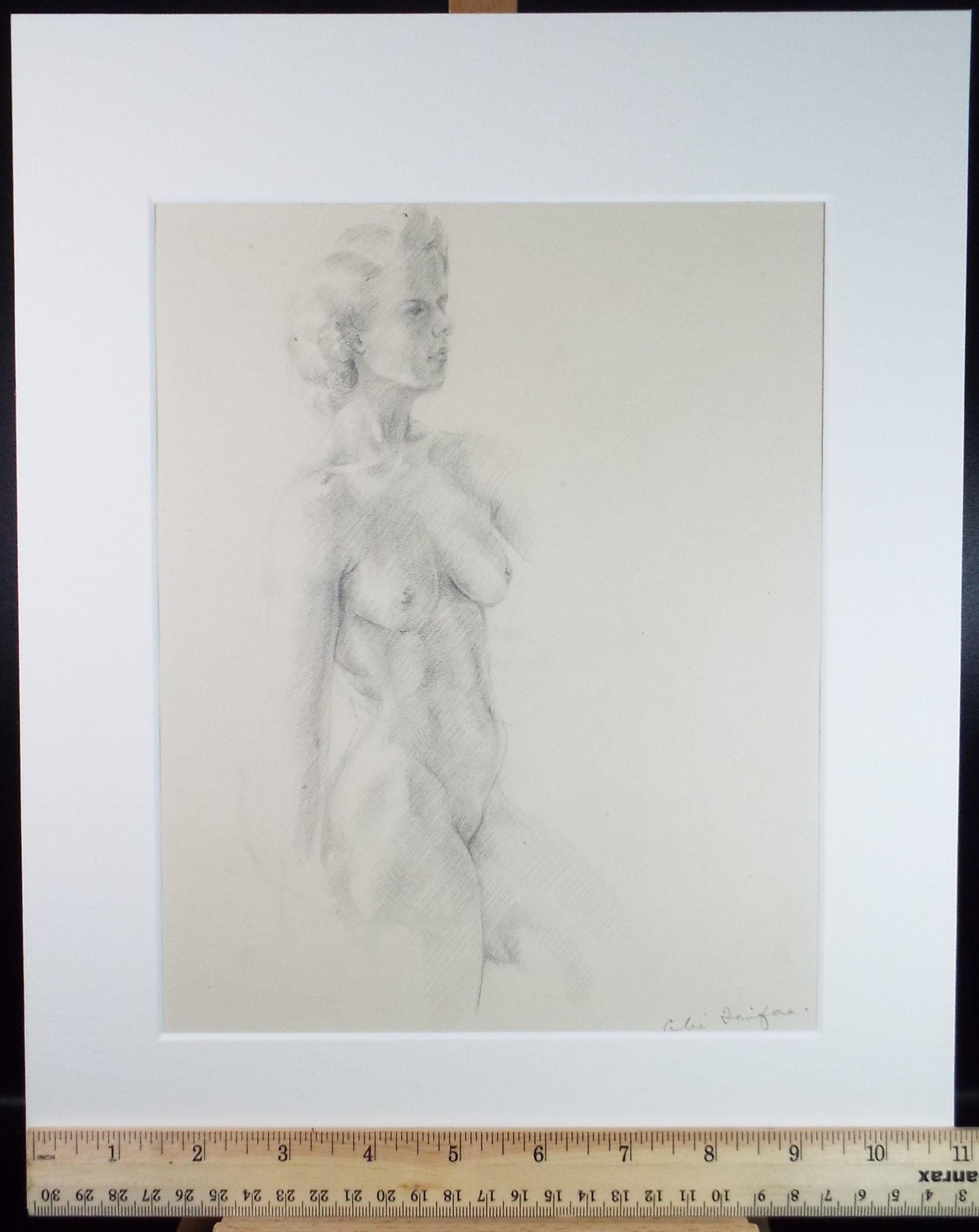 Original Pencil Drawing, 'Female Nude Life Study ', circa 1940's, Celia Fairfax