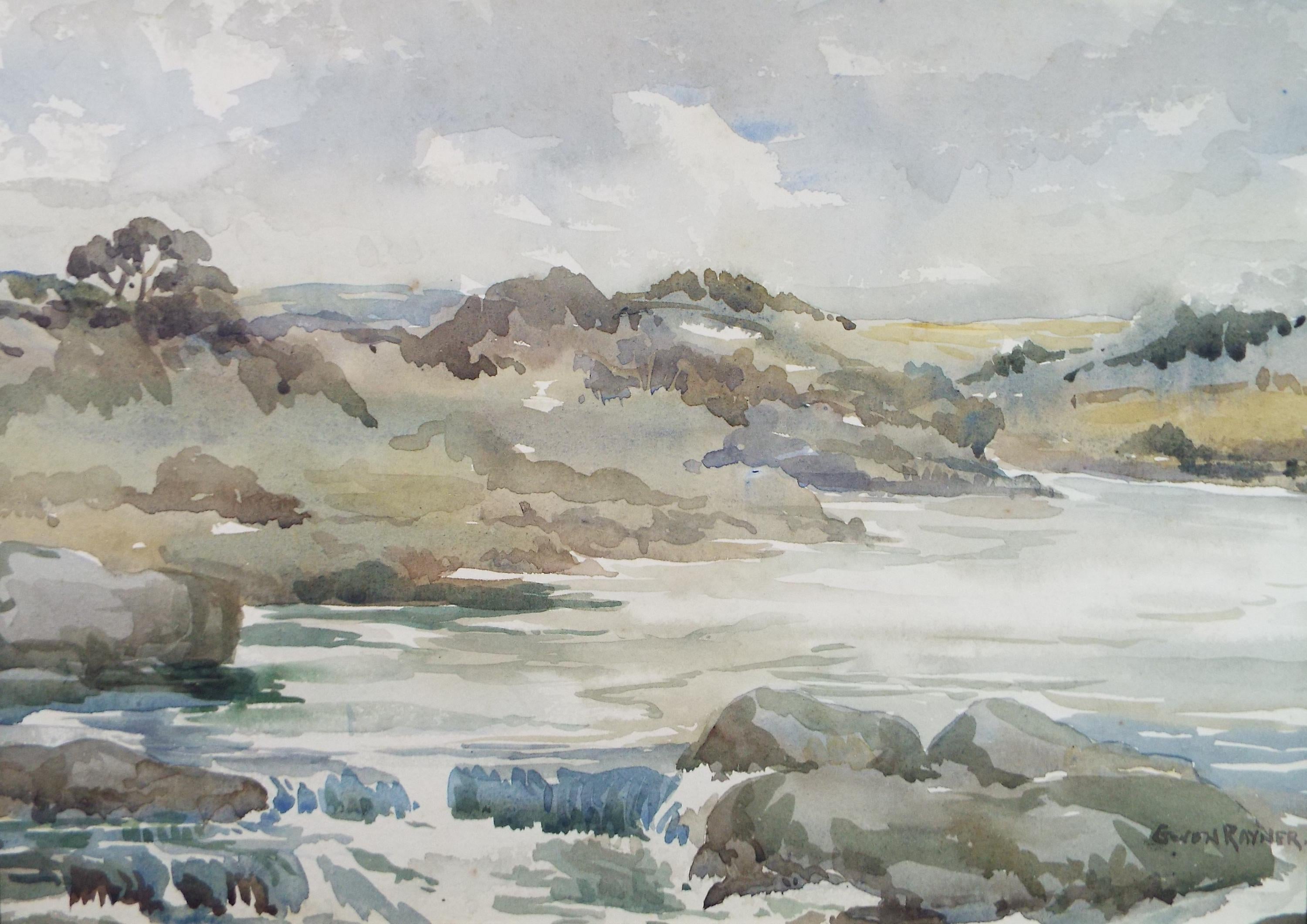 Original Watercolour, 'River Landscape', Gwen Rayner, c1970's