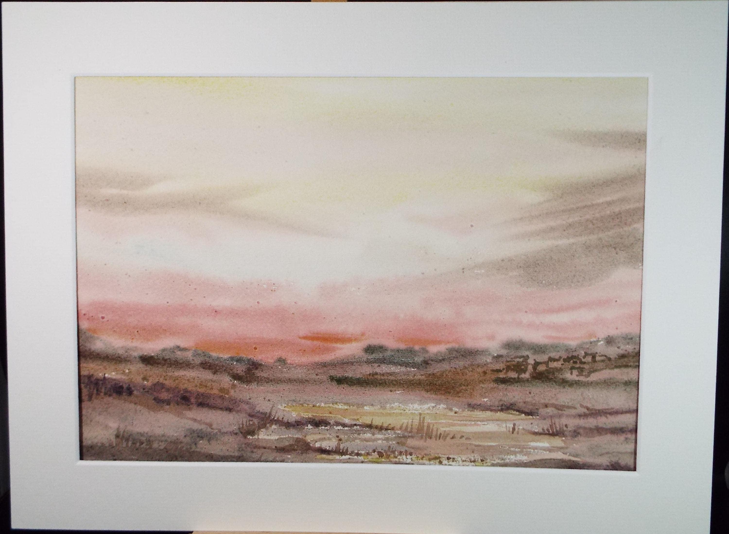 Original Watercolour, 'Moorland Sunset', Gwen Rayner, c1970's