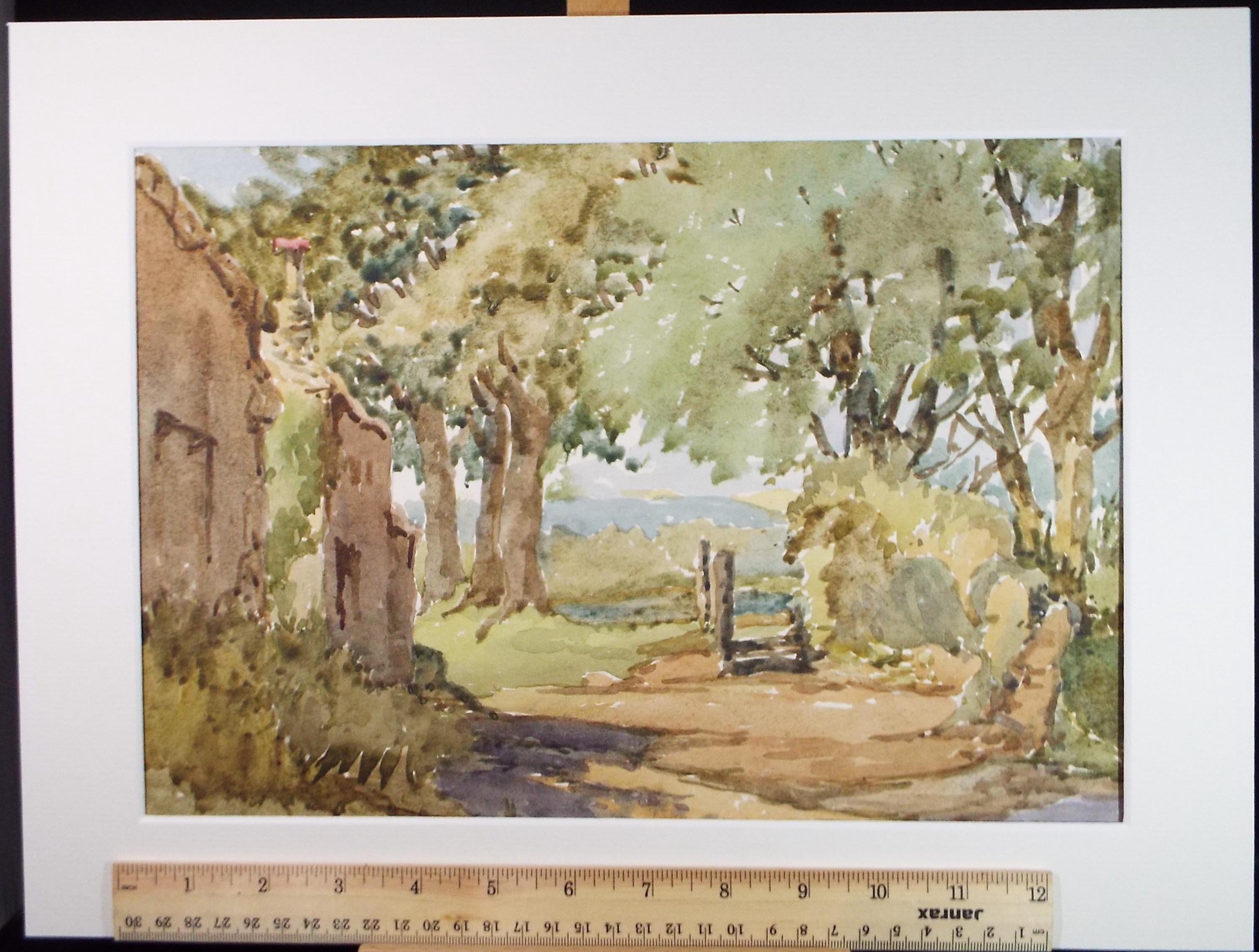 Original Watercolour, 'Wooded Landscape', Gwen Rayner, c1970's