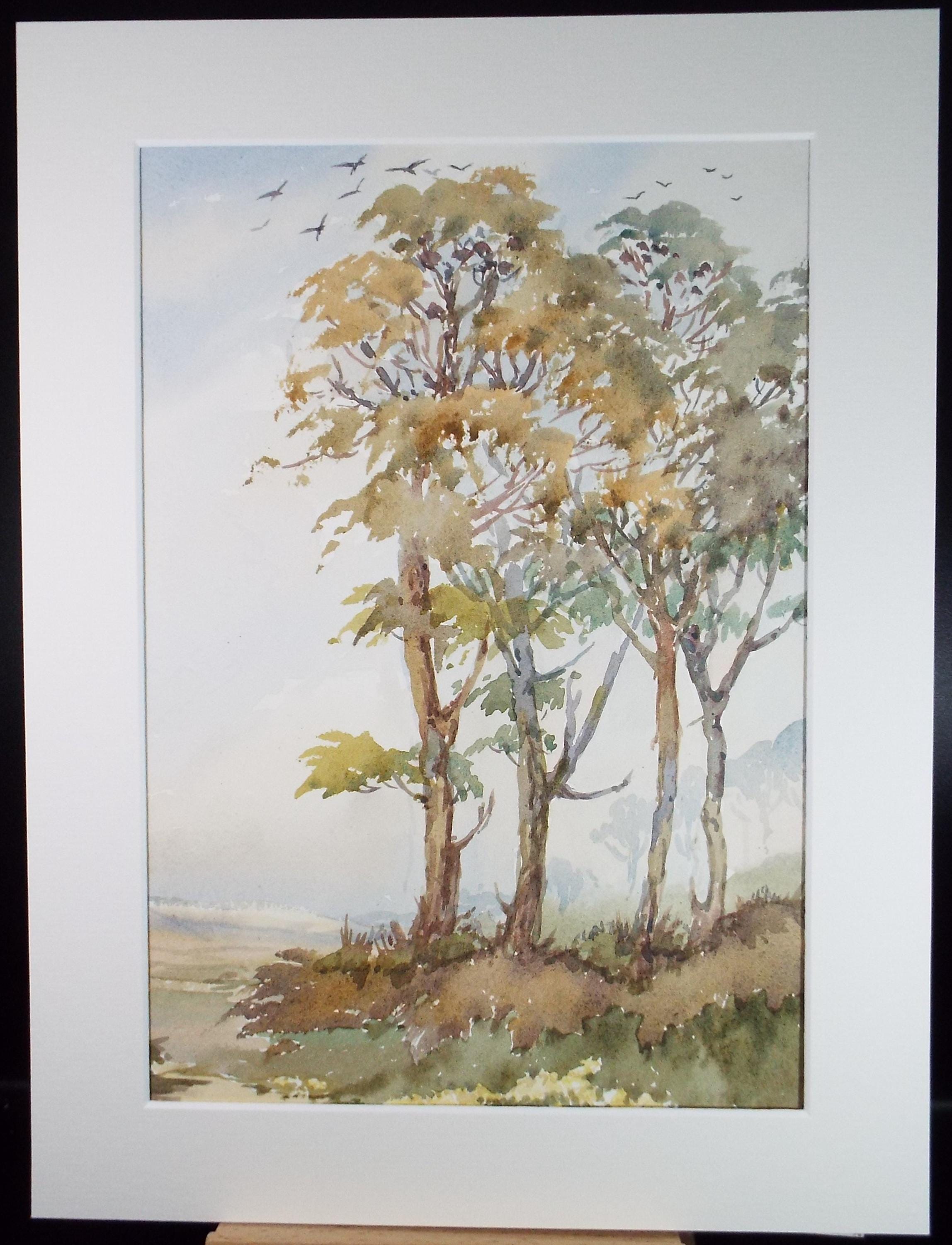 Original Watercolour, 'Stand of Trees', Gwen Rayner, c1970's