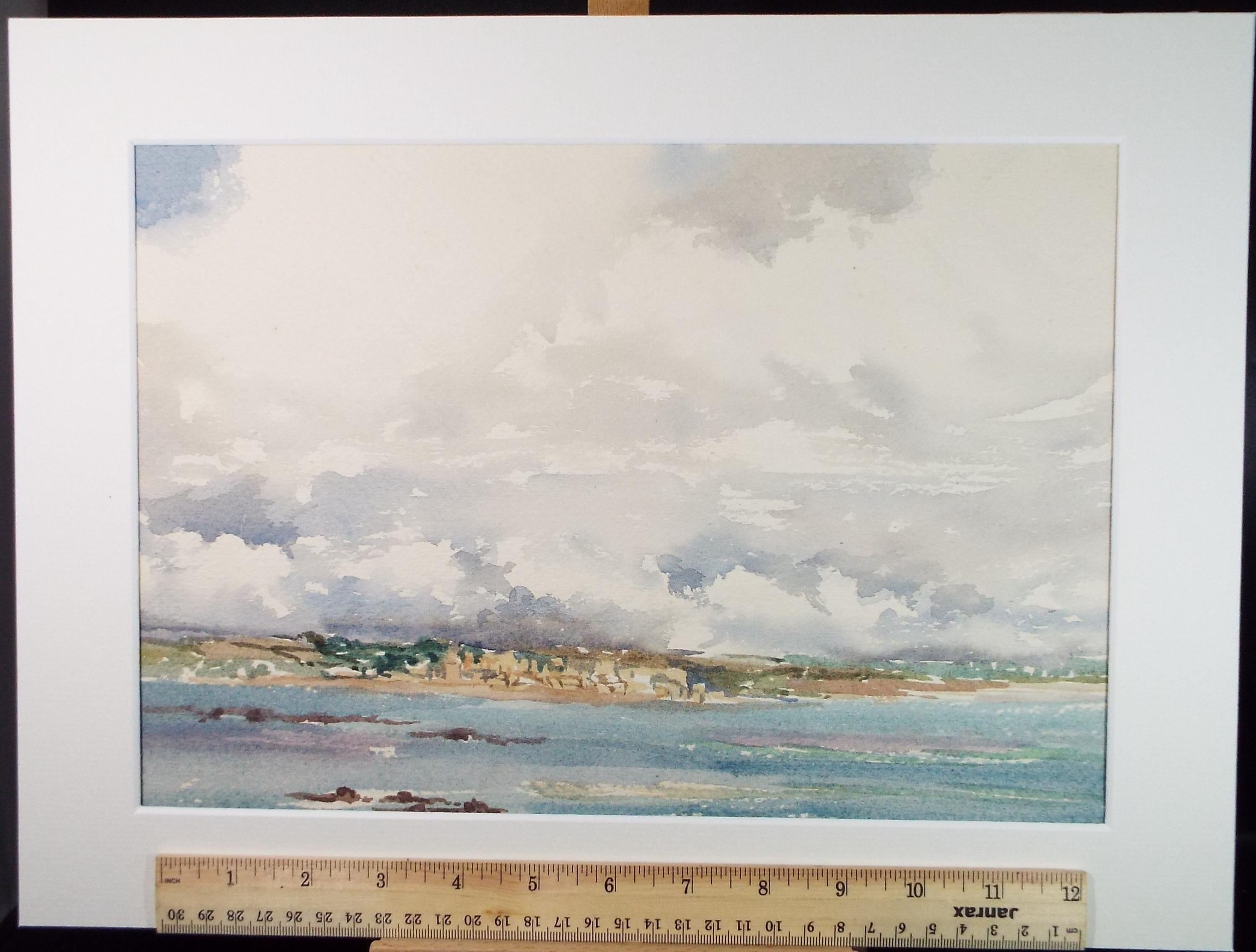 Original Watercolour, 'Coastal Landscape', Gwen Rayner, c1970's
