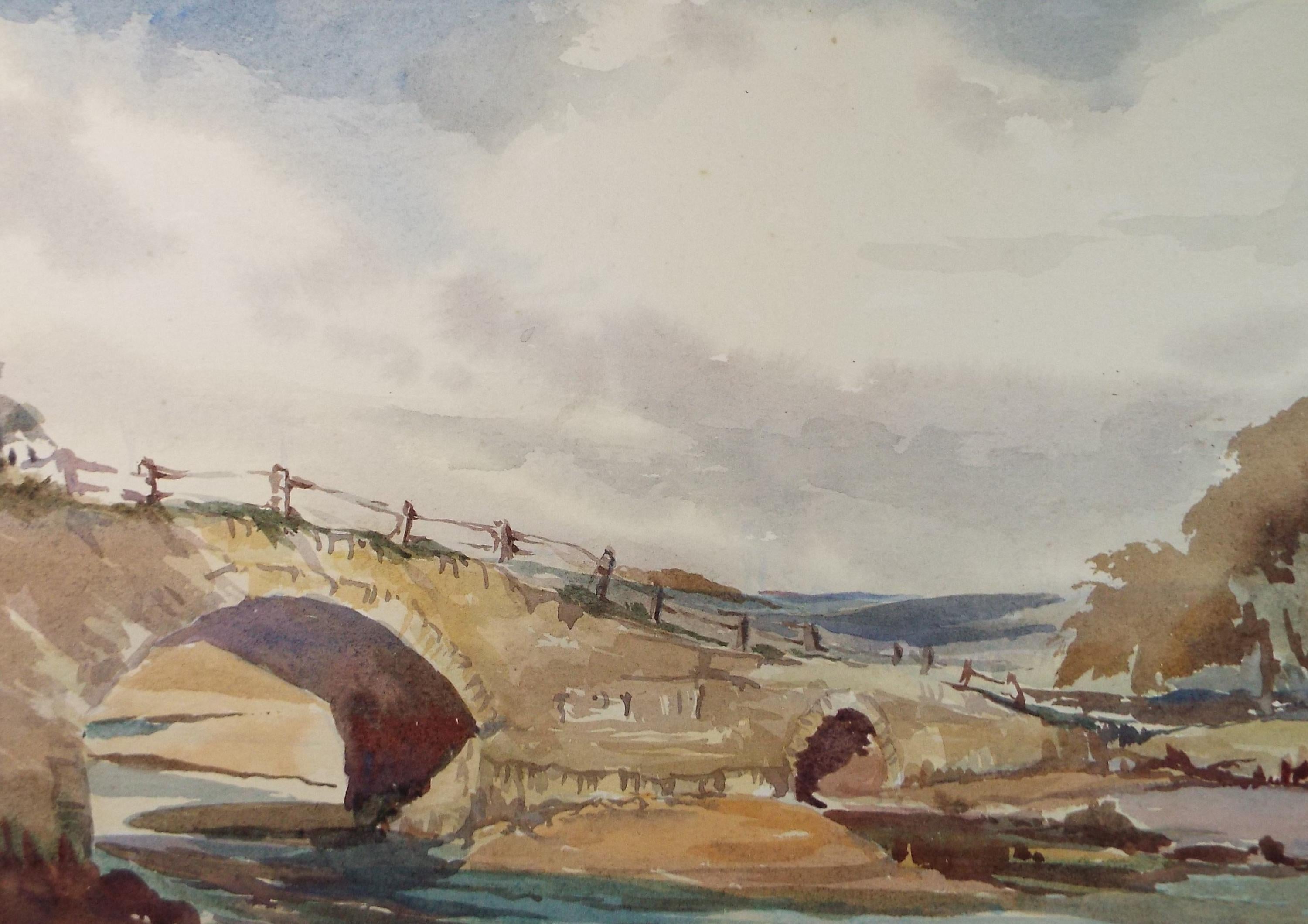 Original Watercolour, 'Pill Bridge, Looe', Gwen Rayner, c1970's
