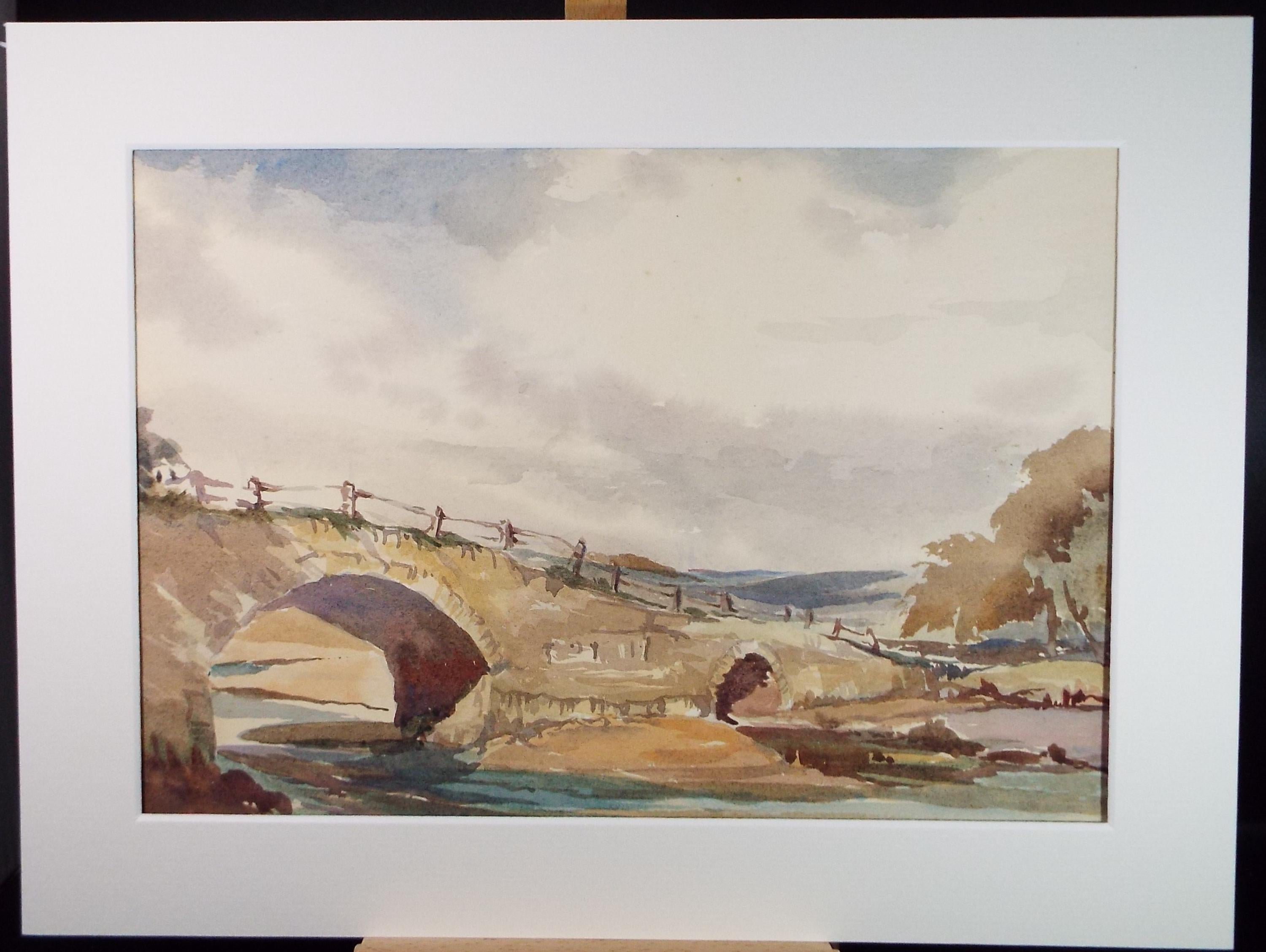 Original Watercolour, 'Pill Bridge, Looe', Gwen Rayner, c1970's