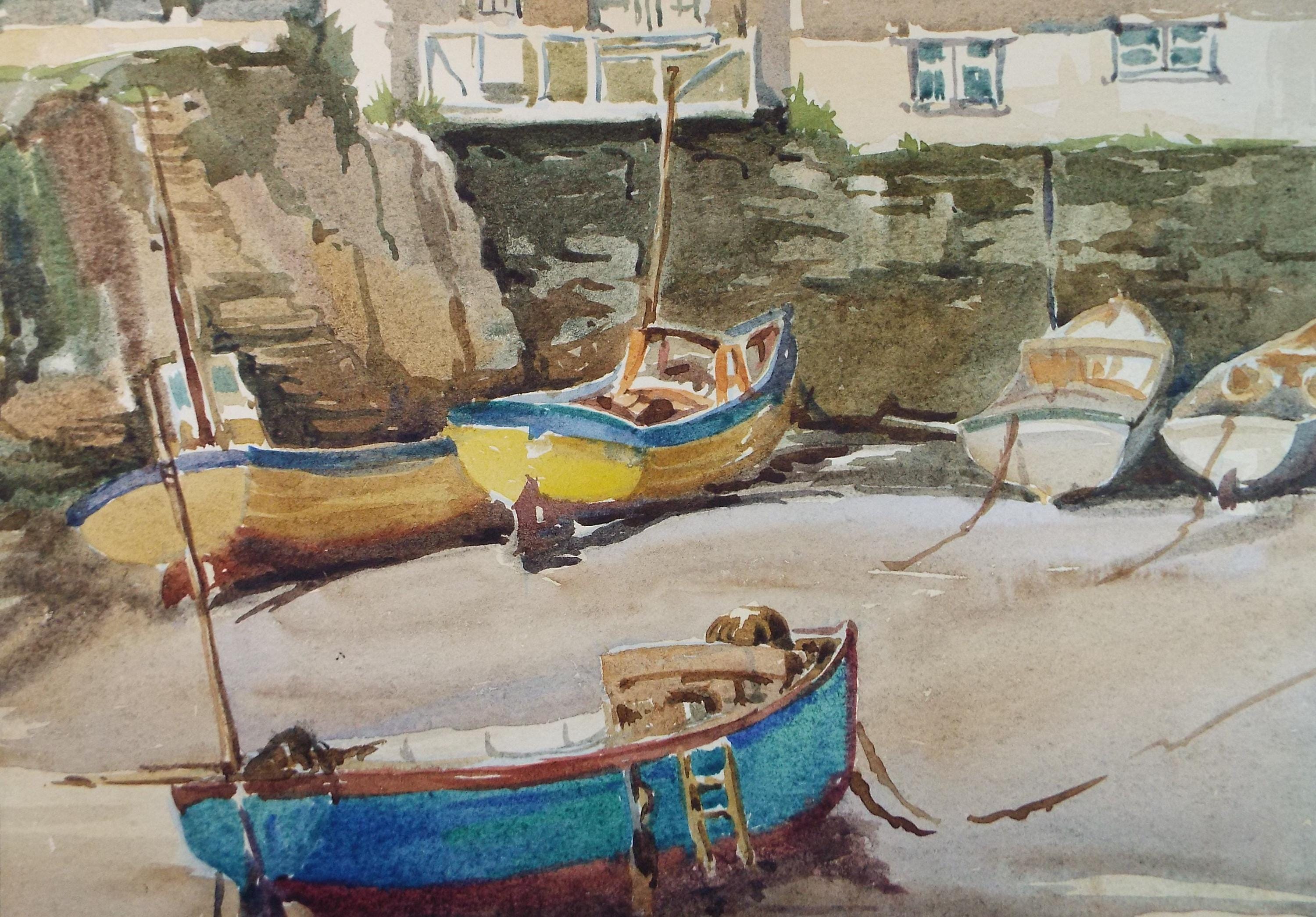 Original Watercolour, 'Polperro', Gwen Rayner, c1970's