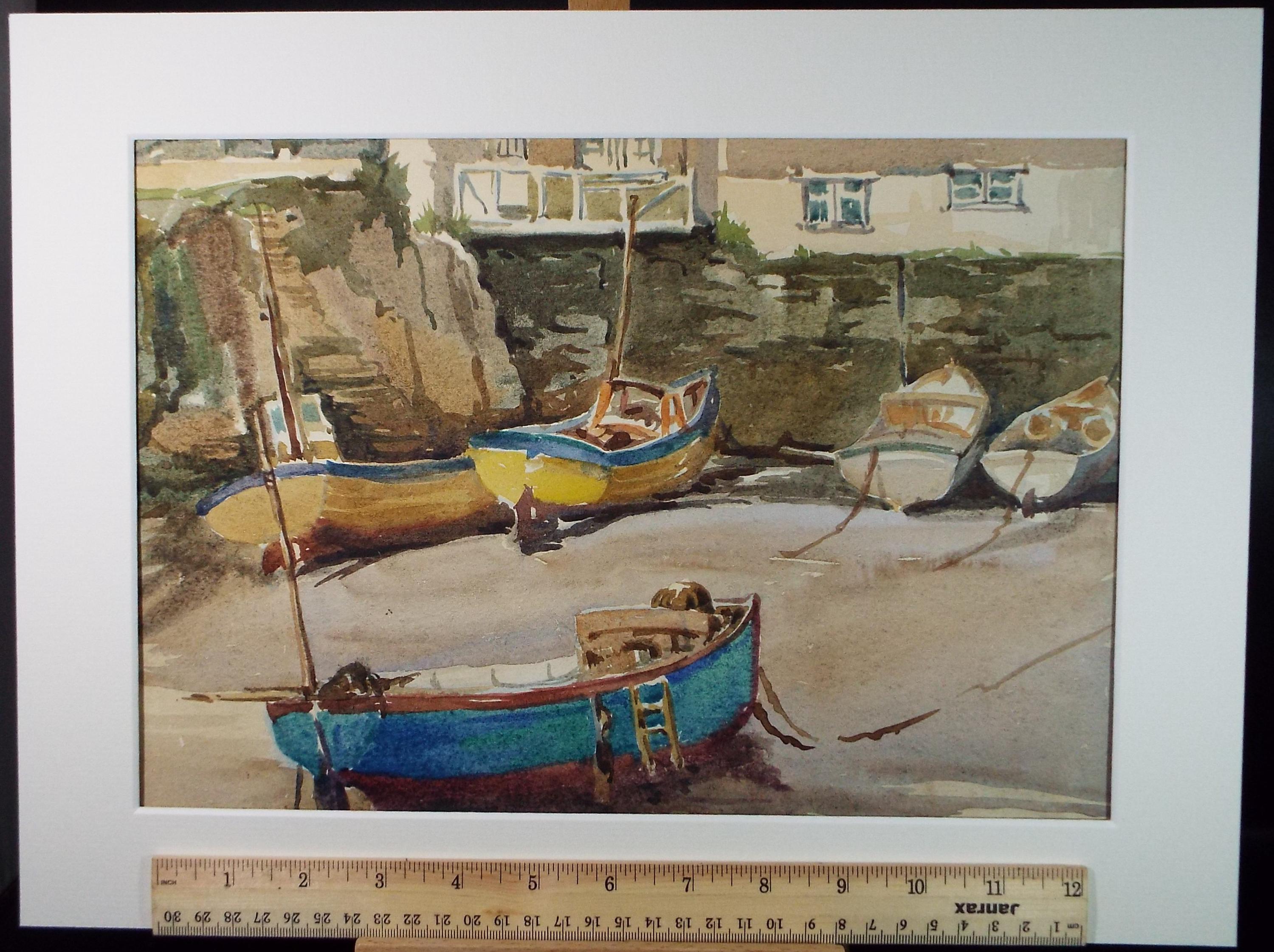 Original Watercolour, 'Polperro', Gwen Rayner, c1970's