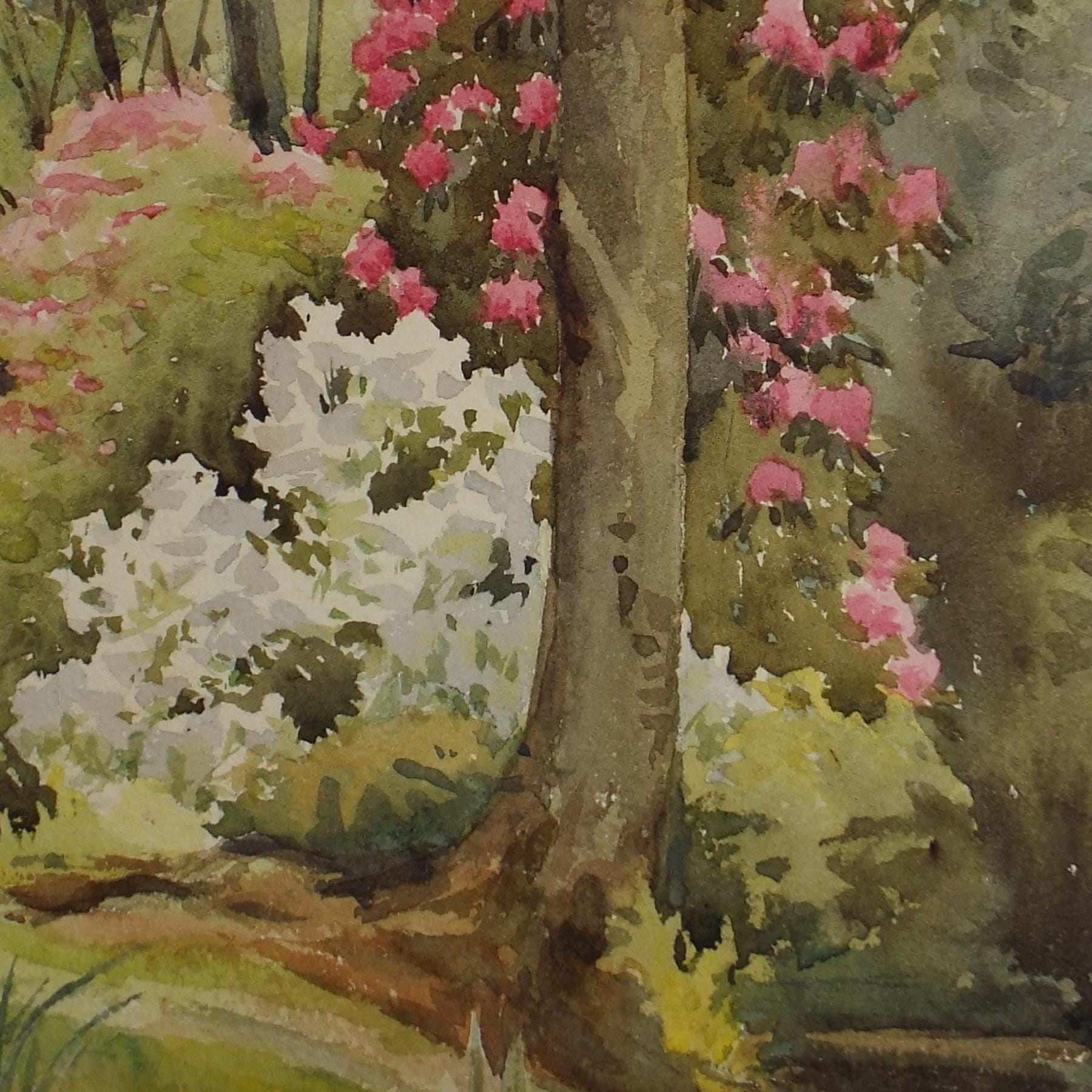Original Watercolour, 'Woodland Garden', 1920's , unknown artist