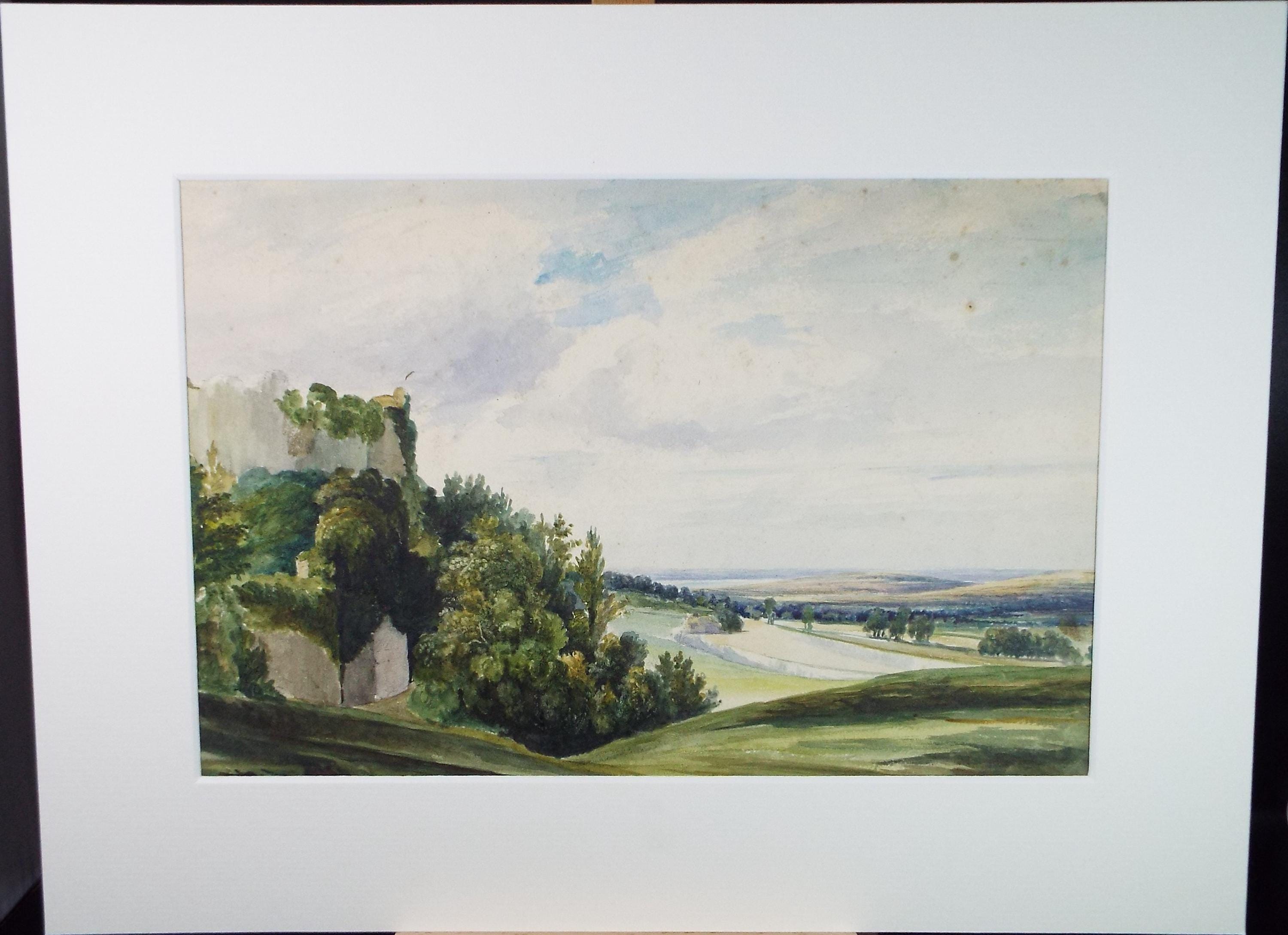 Original Watercolour Sketch, A View from the Hill, c1890, Unknown Artist
