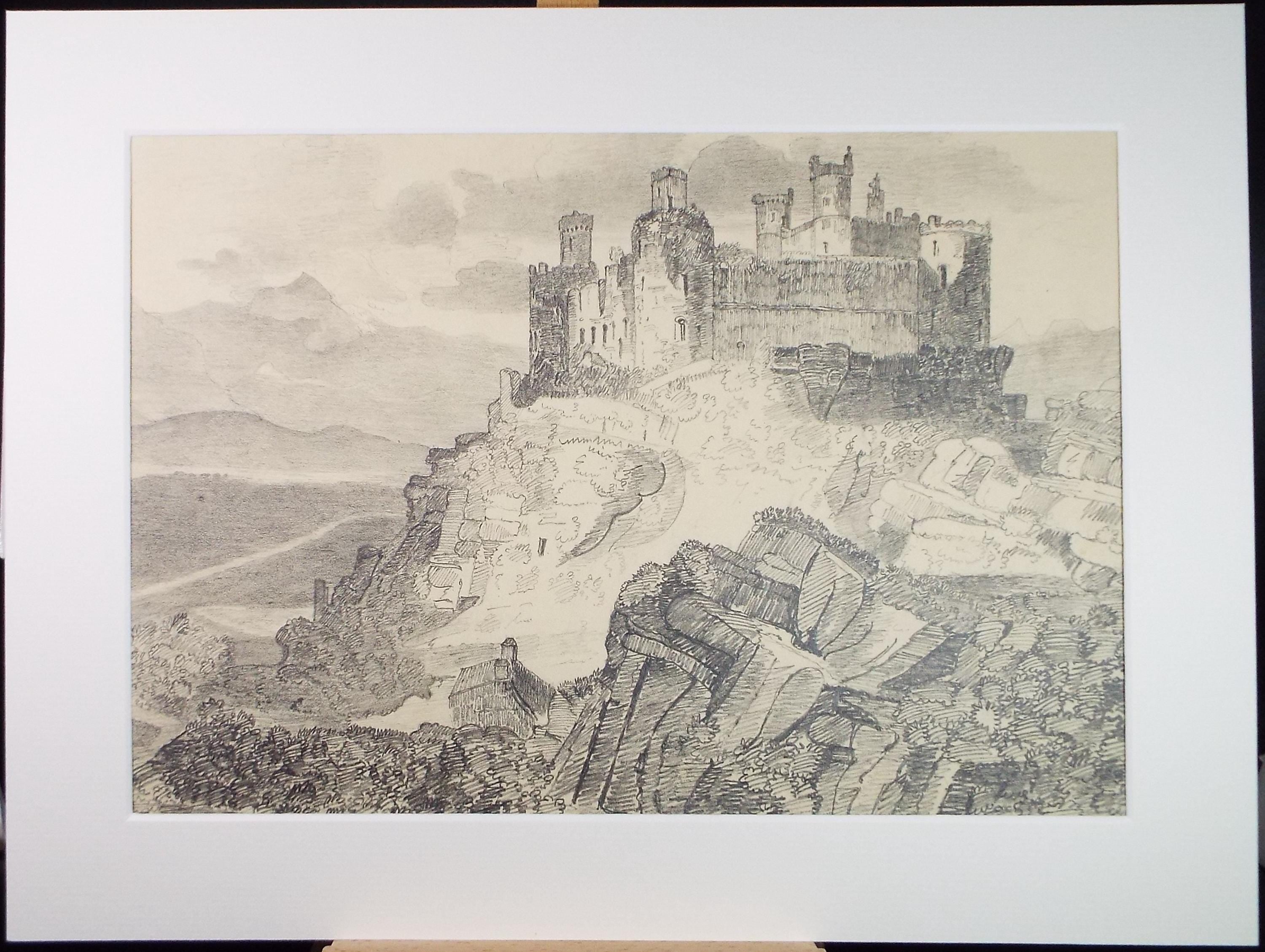 Pencil Drawing,'Castle', Late 19th century, Unknown Artist